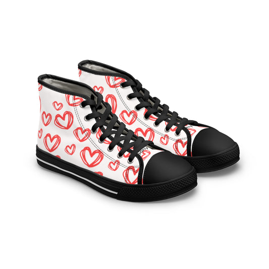 Baskets montantes pour femme à motif de cœurs Chaussures décontractées et tendance  Parfaites pour la Saint-Valentin  Style de tous les jours  Cadeaux pour elle