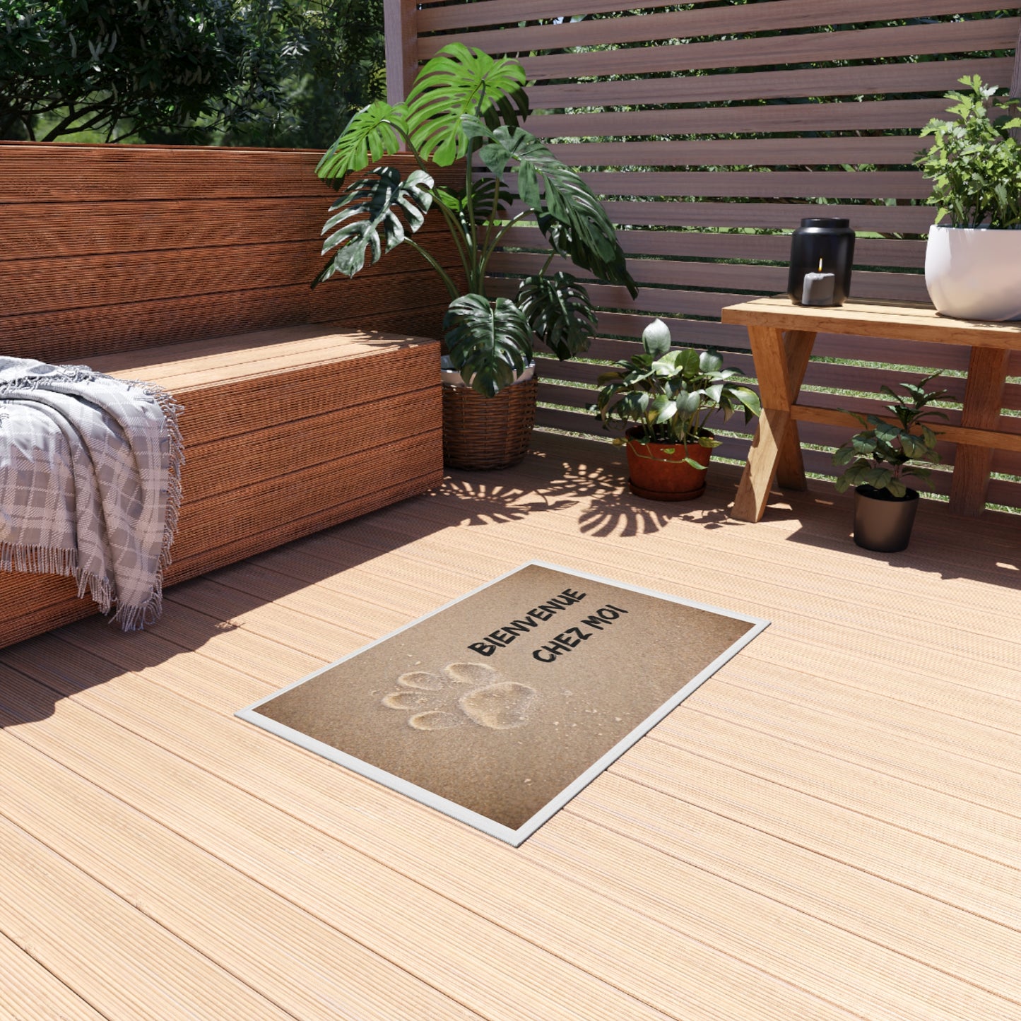 Paillasson d'Extérieur "Bienvenue Patte" – Le Tapis Idéal pour Nos Amis à Quatre Pattes. Décoration de Porche Tendance, Parfait Cadeau pour les Amoureux des Chiens.