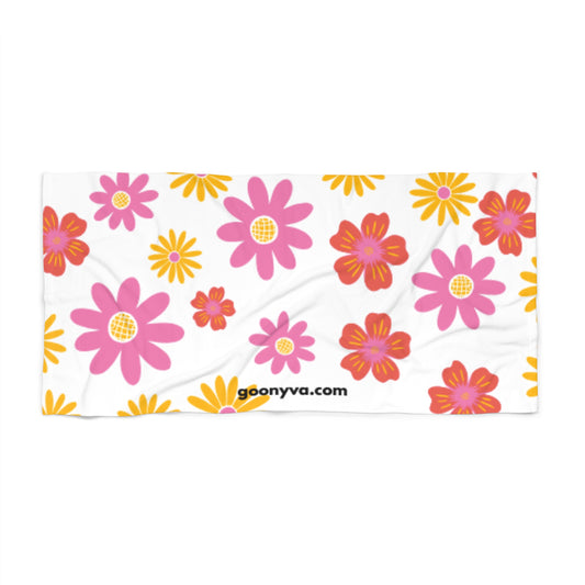 Serviette de plage florale éclatante Essentiel de l'été  Serviette à imprimé floral  Accessoire de piscine  Cadeau pour garden-party  Le bonheur des amoureux de la plage