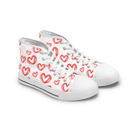 Baskets montantes pour femme à motif de cœurs Chaussures décontractées et tendance  Parfaites pour la Saint-Valentin  Style de tous les jours  Cadeaux pour elle
