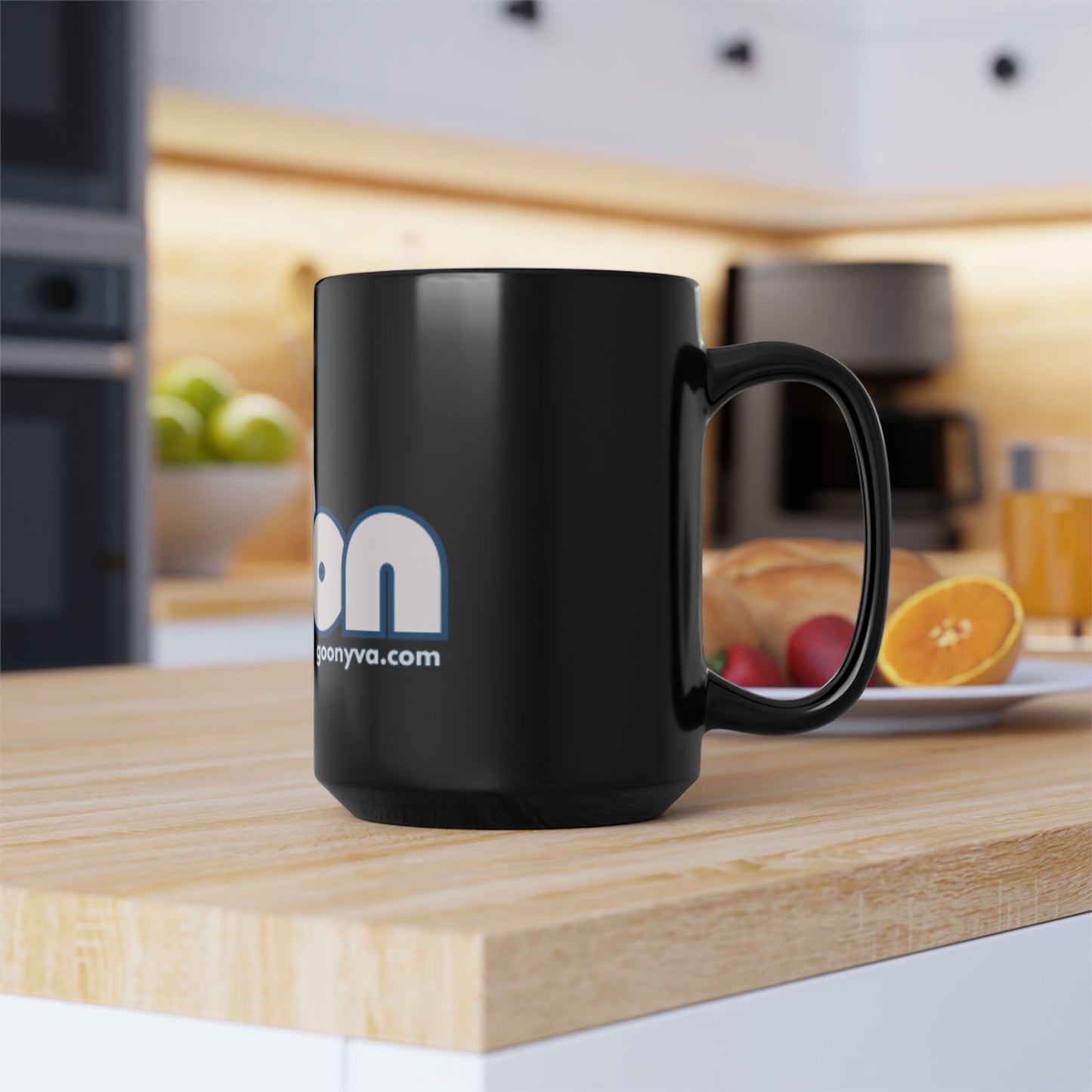 Voici Tasse noire stylée Tasse à café élégante pour cadeau Idéale pour le bureau à domicile Logo Goonyva.com Récipient à boisson unique Articles de boisson amusant