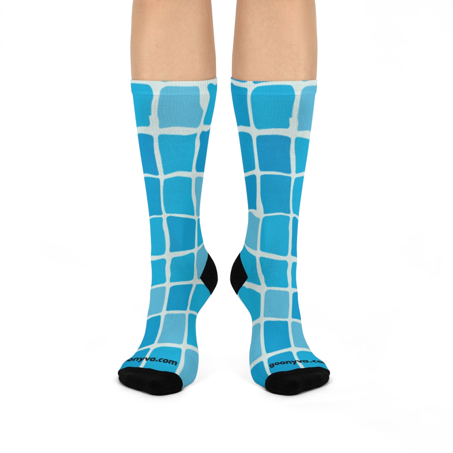Chaussettes rembourrées à motif quadrillé bleu piscine Confort stylé Cadeau pour elle Vêtement douillet au quotidien Accessoire de mode unique