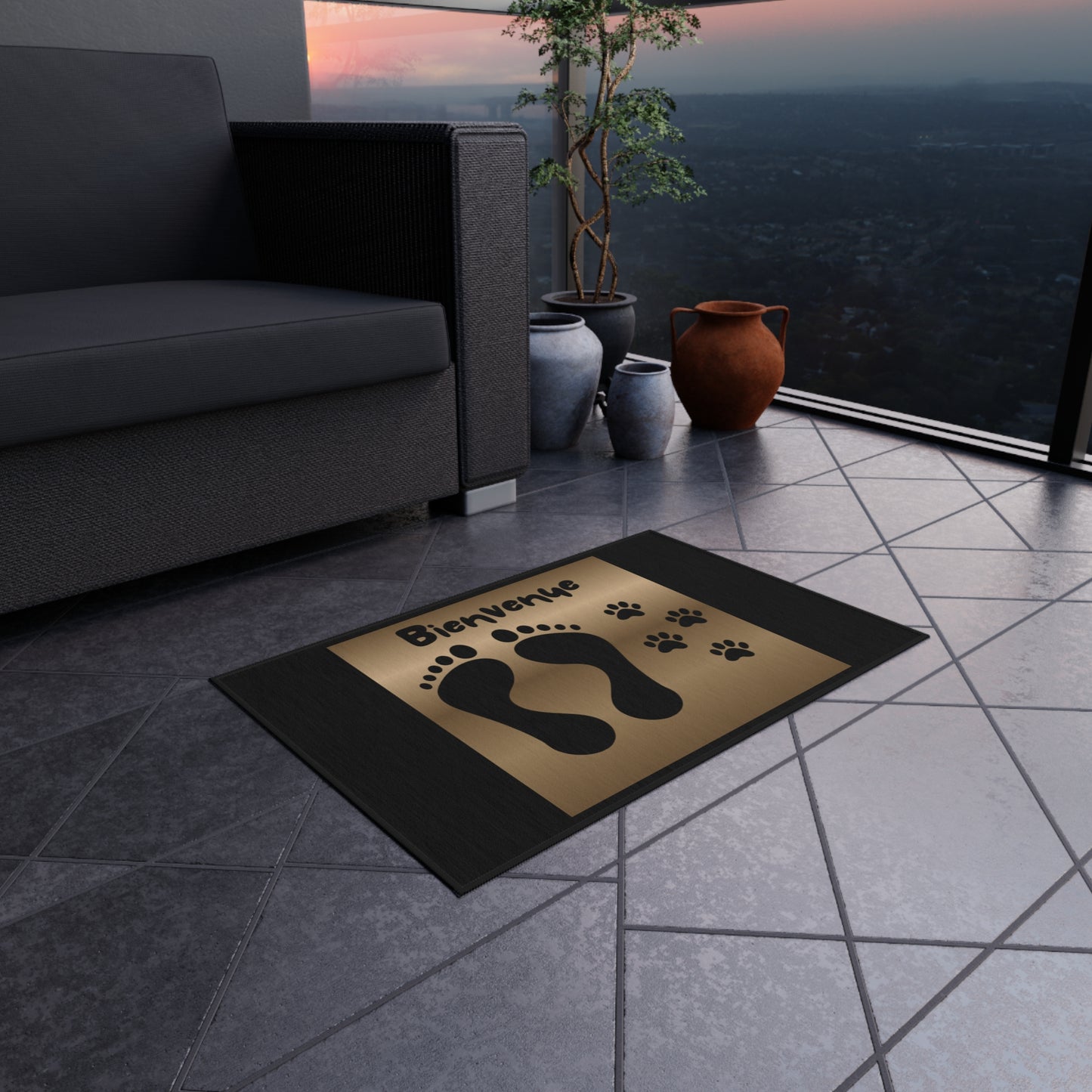 Paillasson de Bienvenue d'Extérieur : Un Design Accueillant et Adapté aux Animaux. Fabriqué en Fibre de Coco, Idéal pour une Décoration Personnalisée de Votre Jardin ou Entrée.