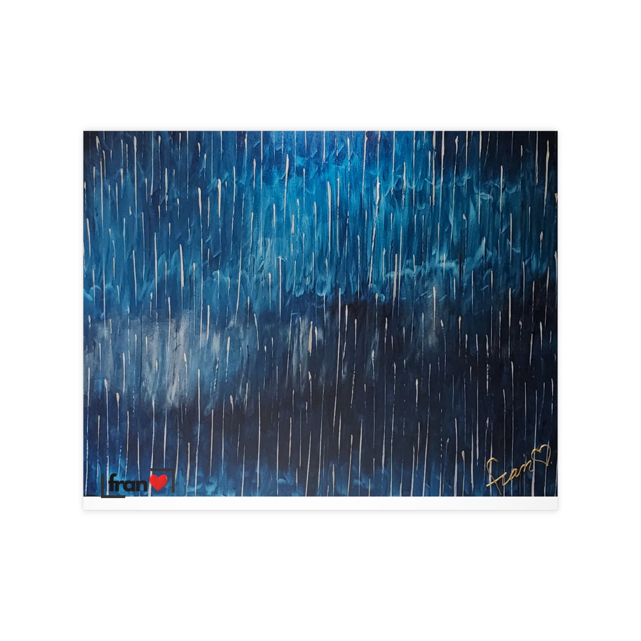 Photopaper Poster — Blue Rain Abstract Wall Art