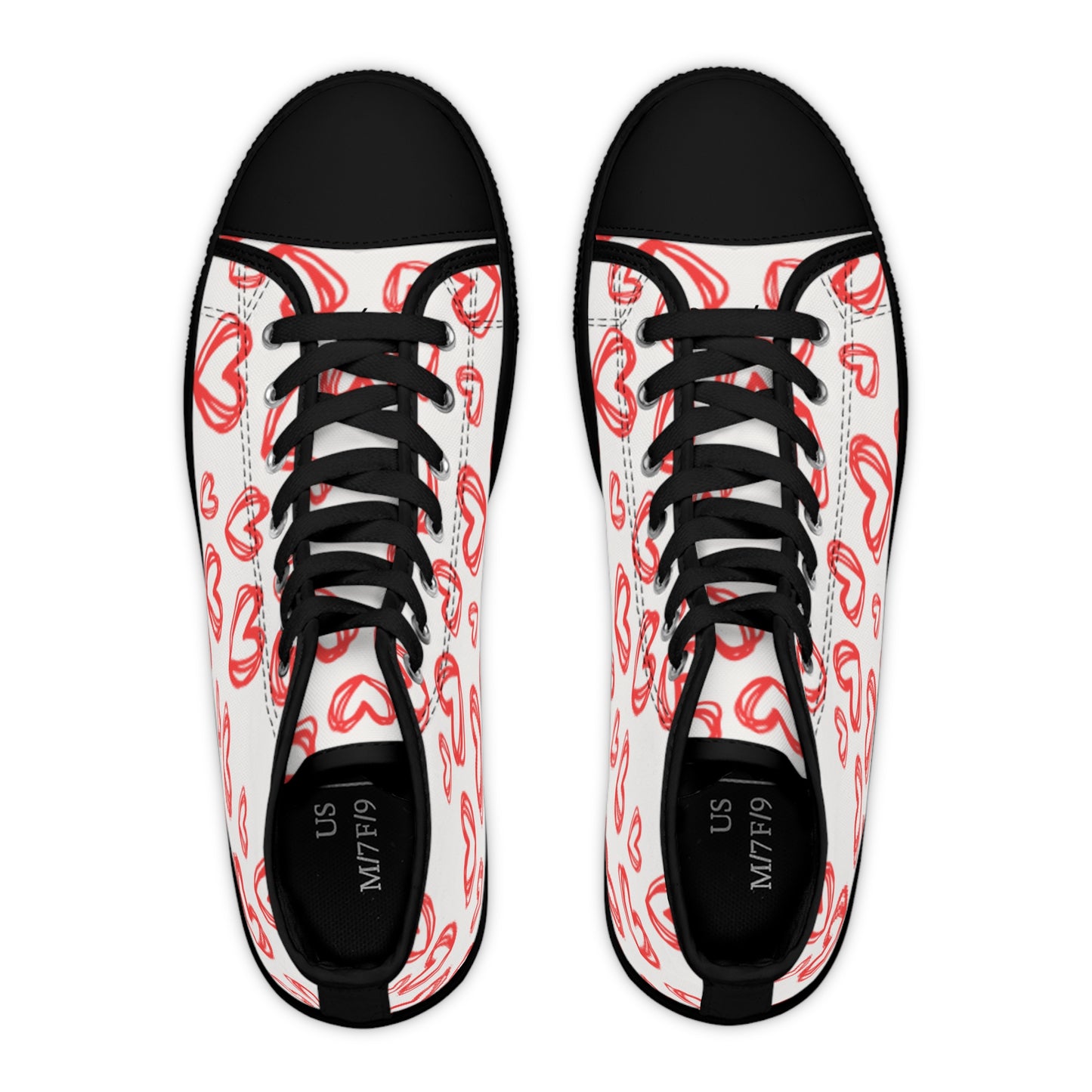 Baskets montantes pour femme à motif de cœurs Chaussures décontractées et tendance  Parfaites pour la Saint-Valentin  Style de tous les jours  Cadeaux pour elle