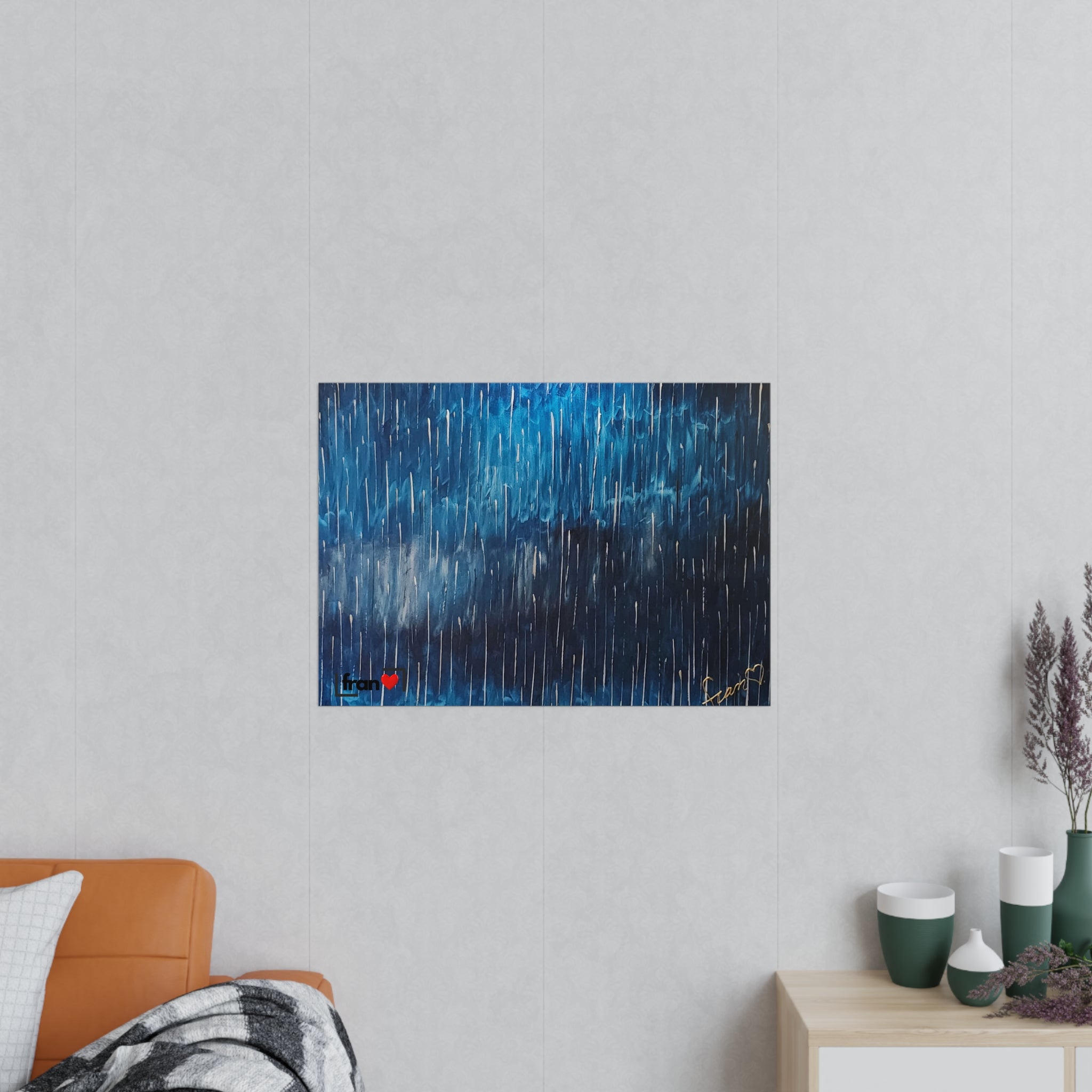 Photopaper Poster — Blue Rain Abstract Wall Art
