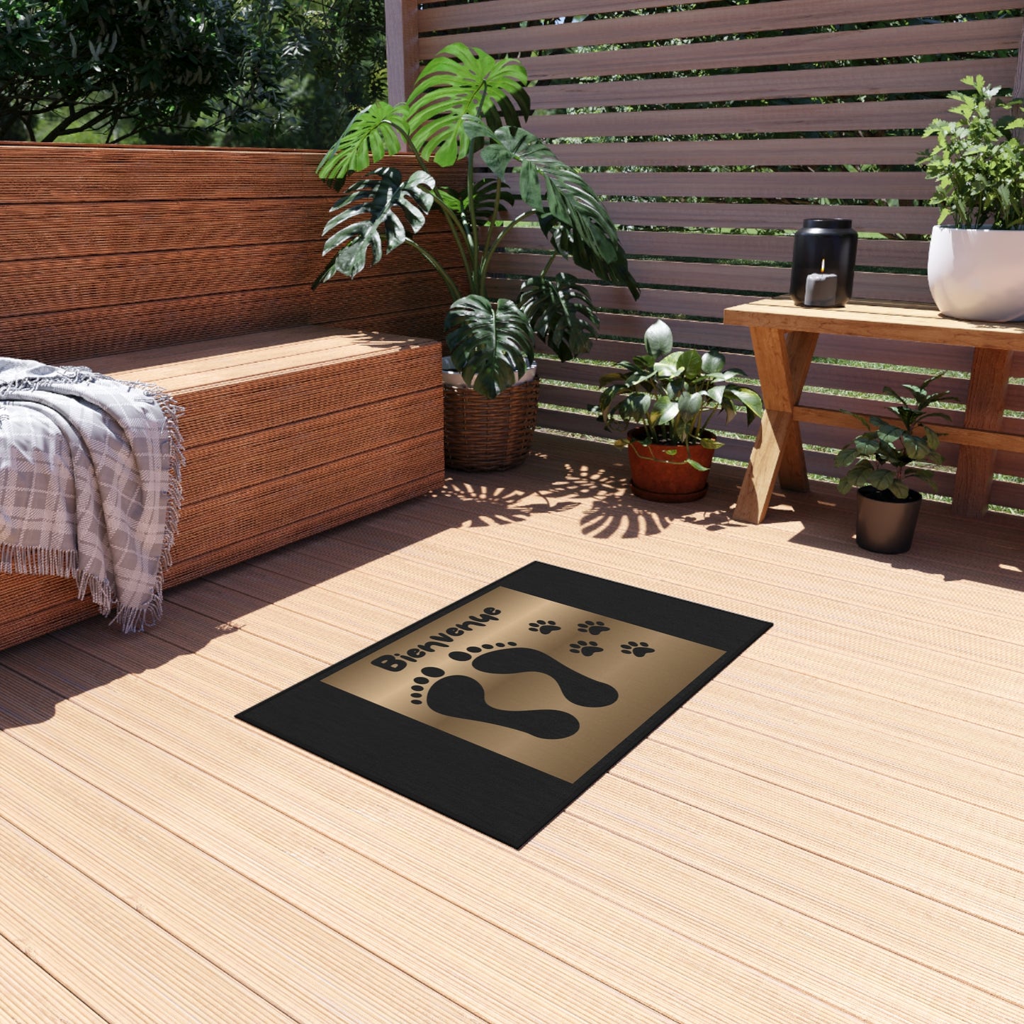 Paillasson de Bienvenue d'Extérieur : Un Design Accueillant et Adapté aux Animaux. Fabriqué en Fibre de Coco, Idéal pour une Décoration Personnalisée de Votre Jardin ou Entrée.
