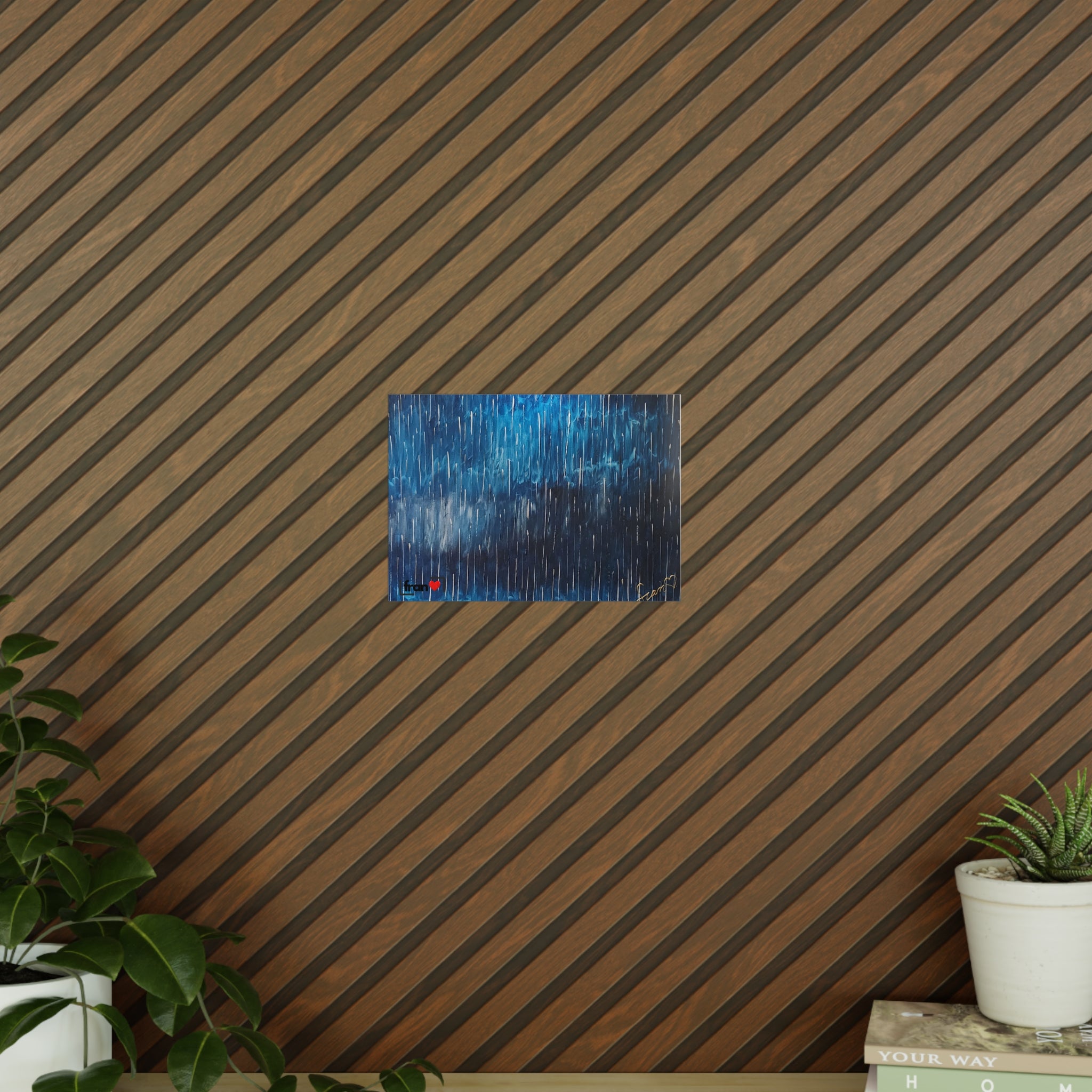 Photopaper Poster — Blue Rain Abstract Wall Art