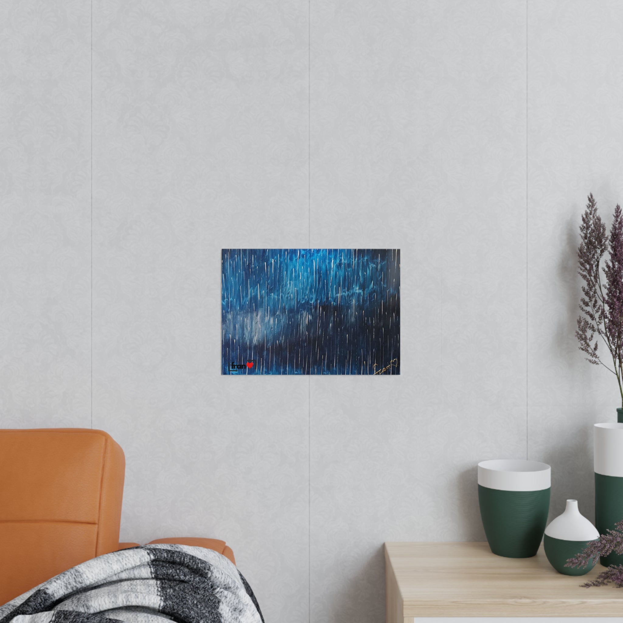 Photopaper Poster — Blue Rain Abstract Wall Art