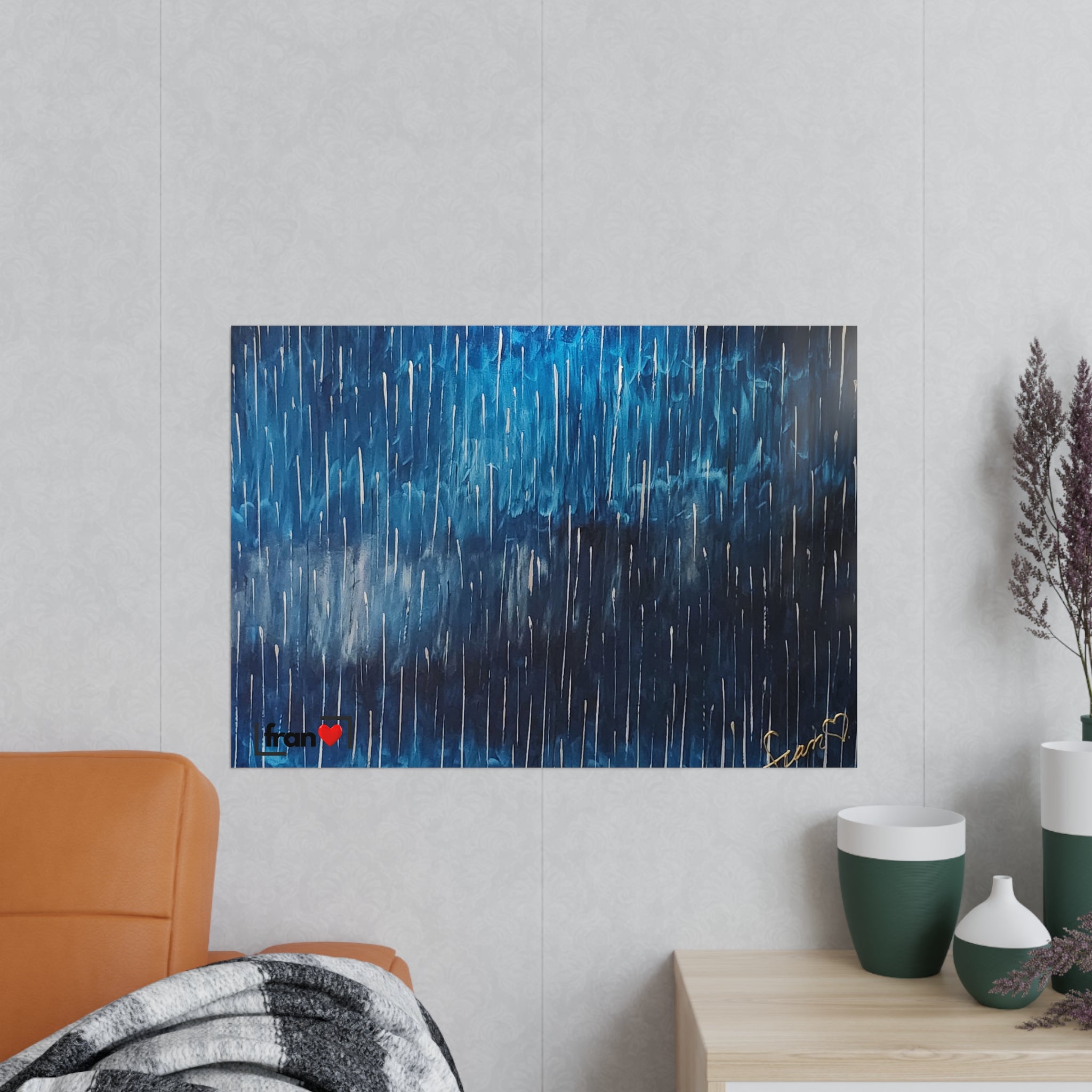 Photopaper Poster — Blue Rain Abstract Wall Art