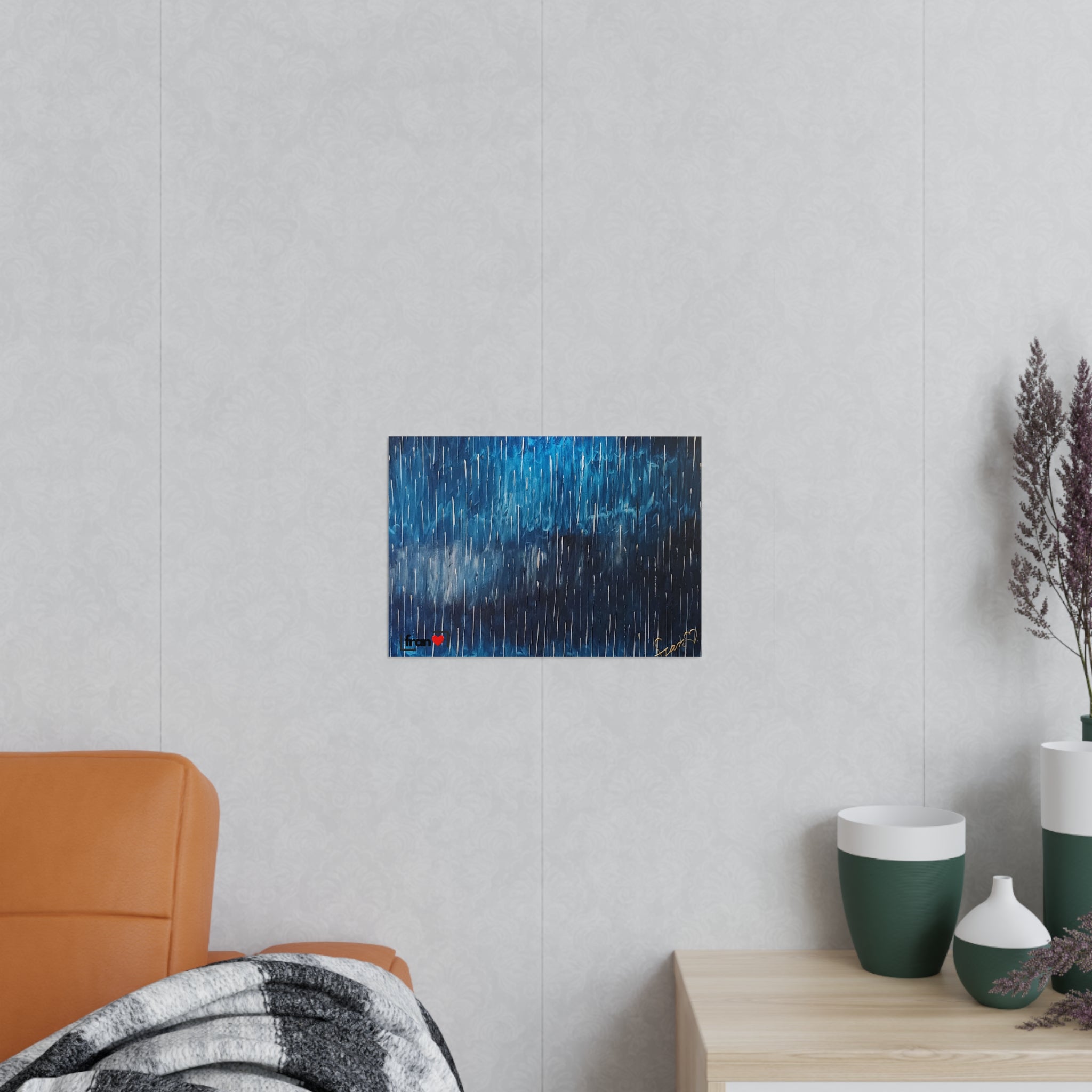Photopaper Poster — Blue Rain Abstract Wall Art