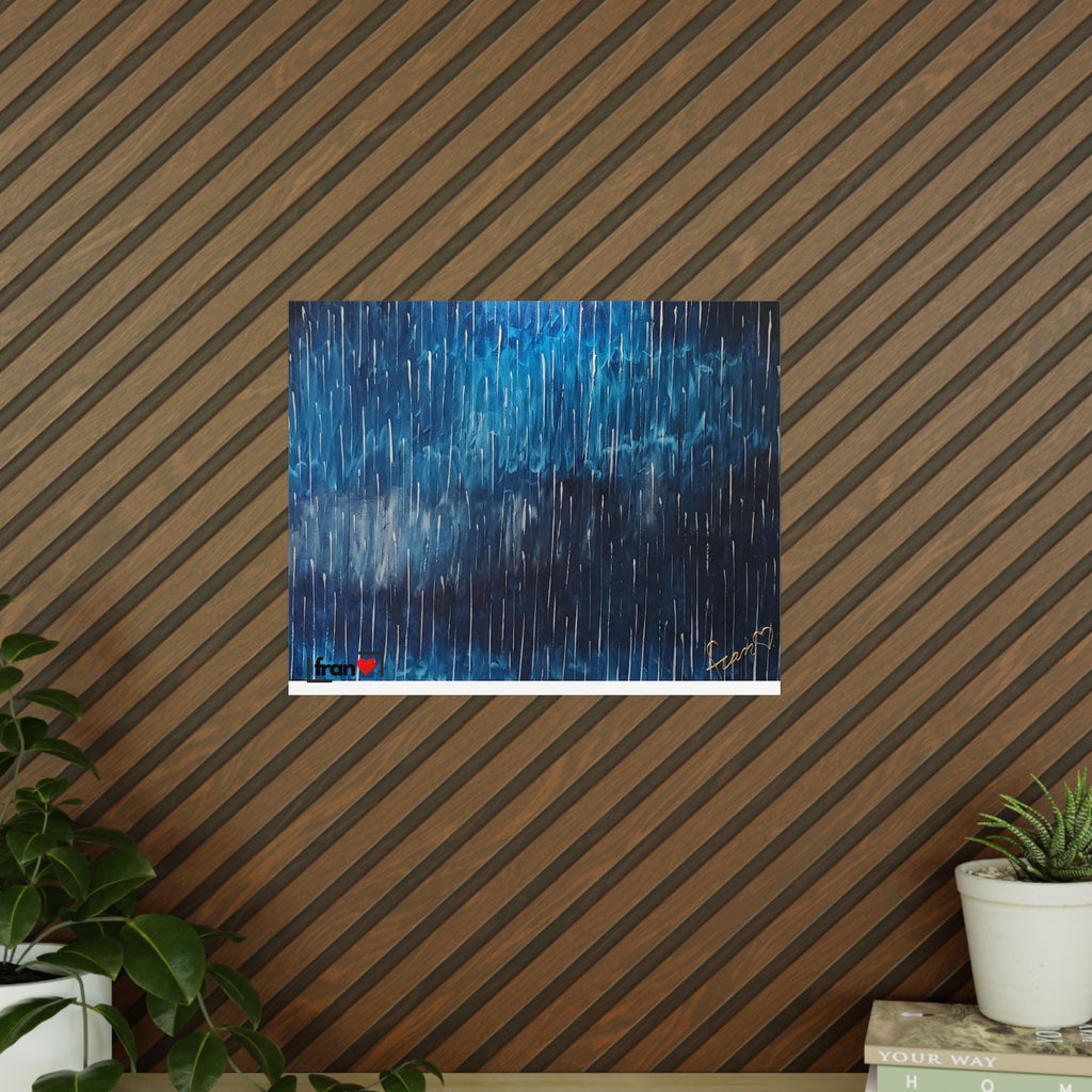 Photopaper Poster — Blue Rain Abstract Wall Art