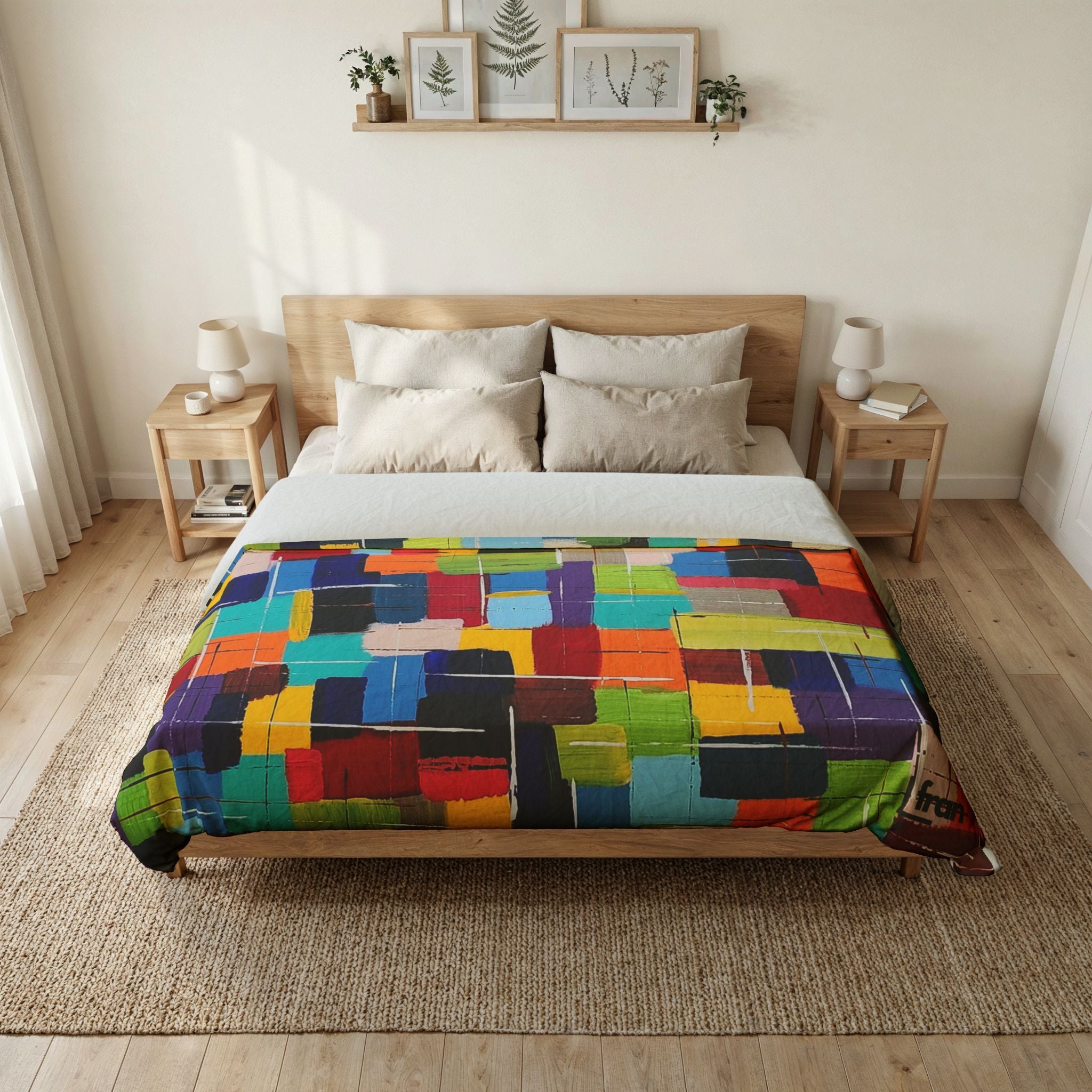 Colorblock Abstract Cotton Duvet Cover — Bright Geometric Bedroom Bedding