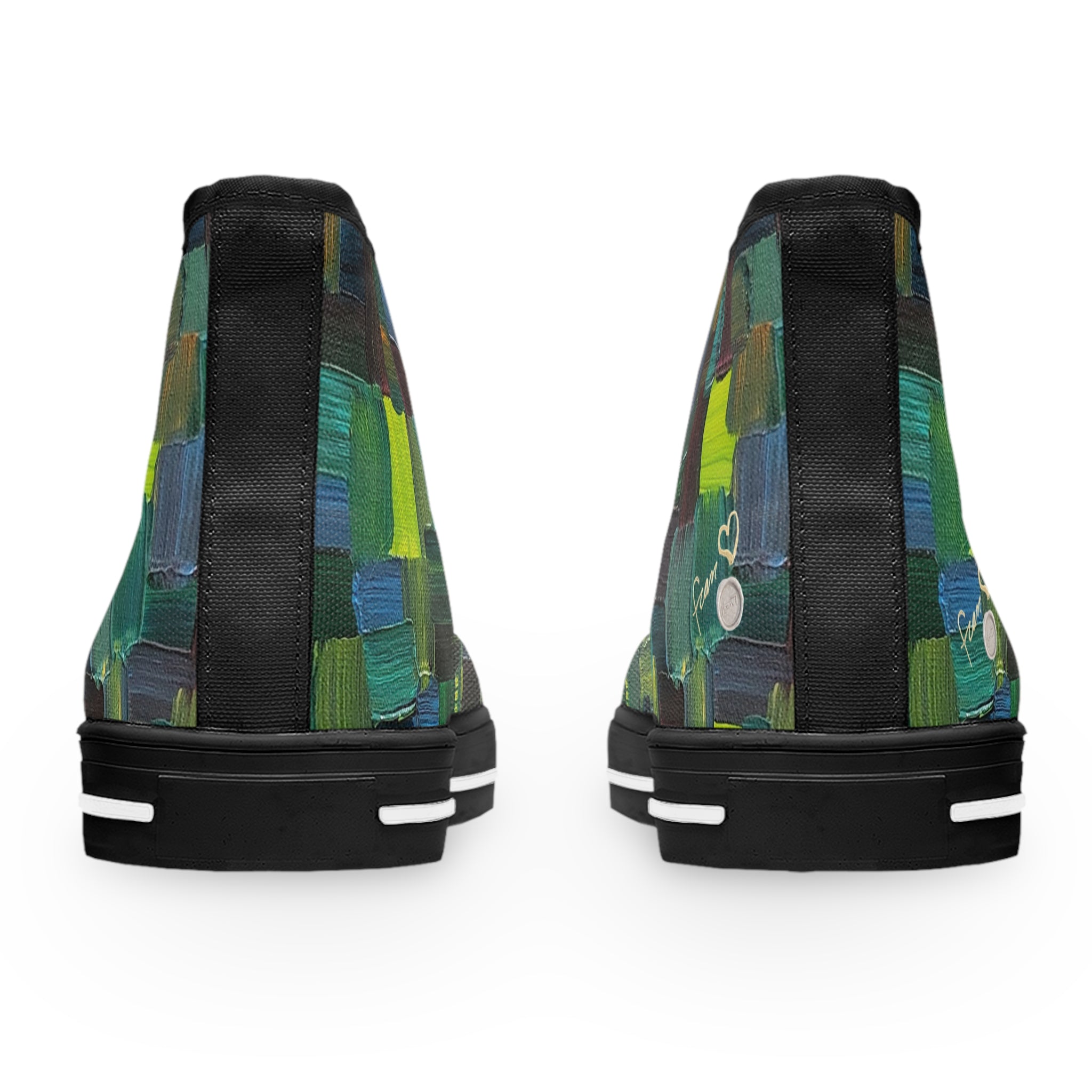 Baskets montantes pour femme à motif de L'oeuvre vert l'avenir de l'artiste peintre Marc Francoeur Style de tous les jours