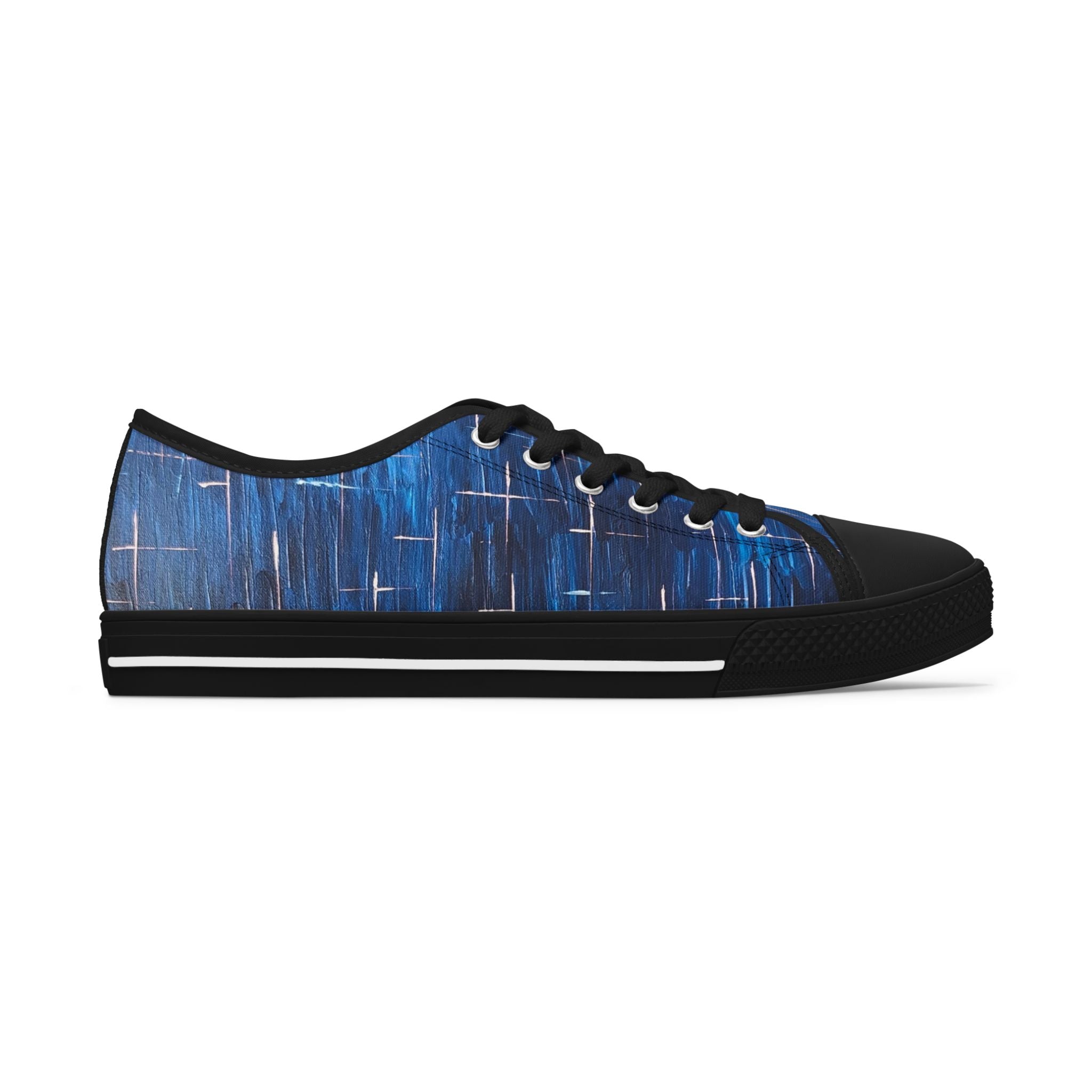 Baskets basses satinées pour femme de L'artiste peintre Marc Francoeur de l'œuvre Nuit Étoilé. Chaussures décontractées stylées  Chaussures confortables pour le quotidien  Baskets tendance pour femme...