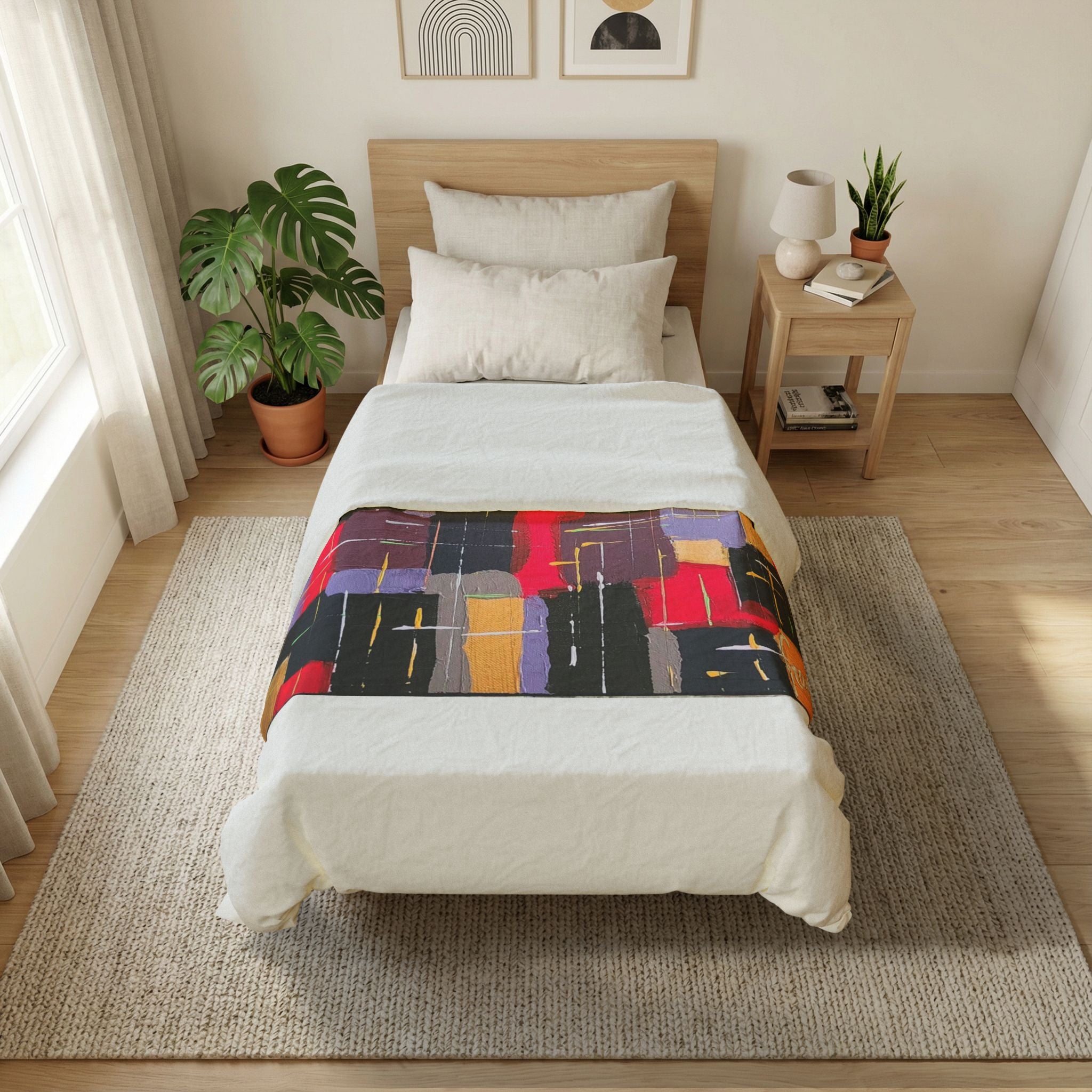 Abstract Color Block Duvet Cover — Modern Geometric Cotton Bedding
