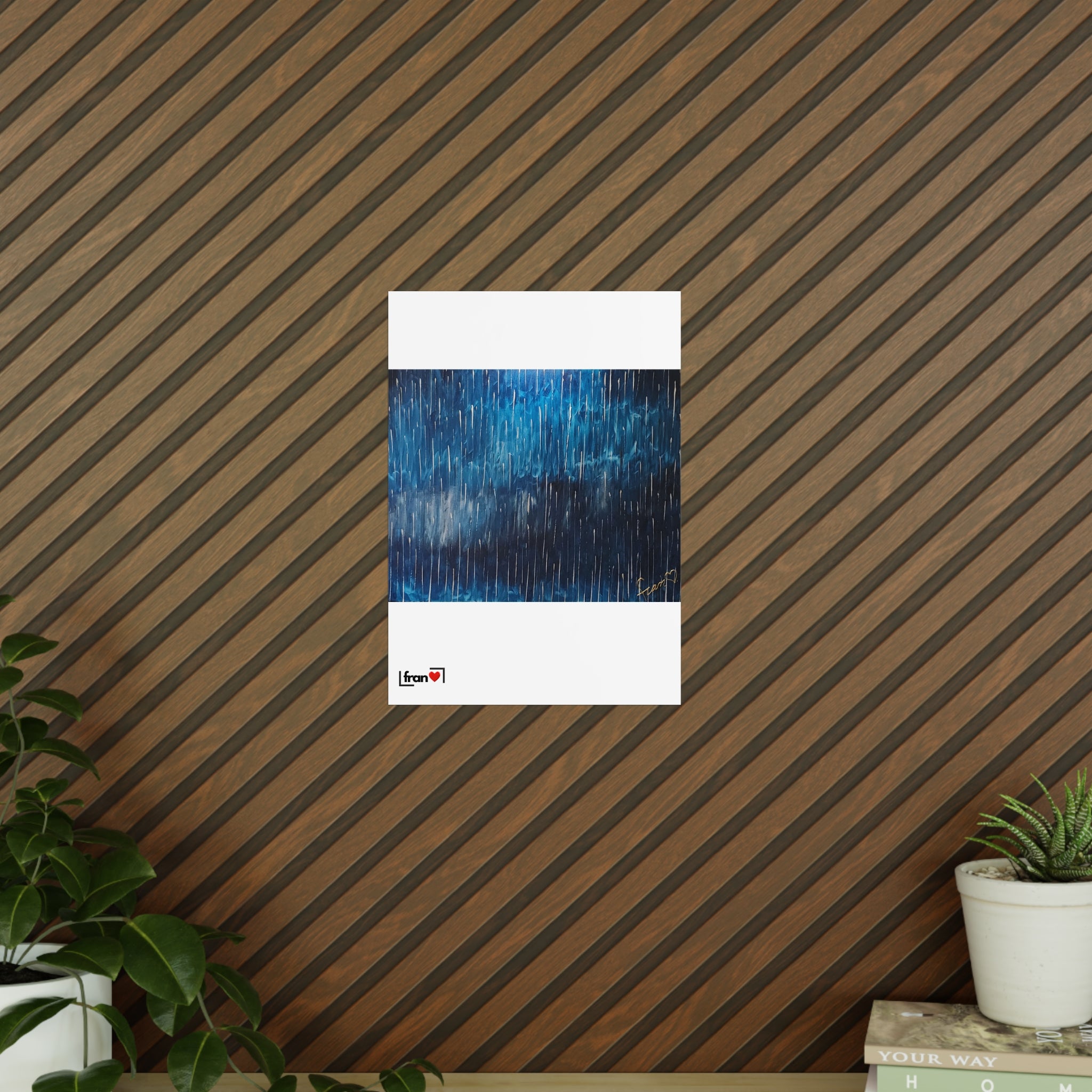 Photopaper Poster — Blue Rain Abstract Wall Art