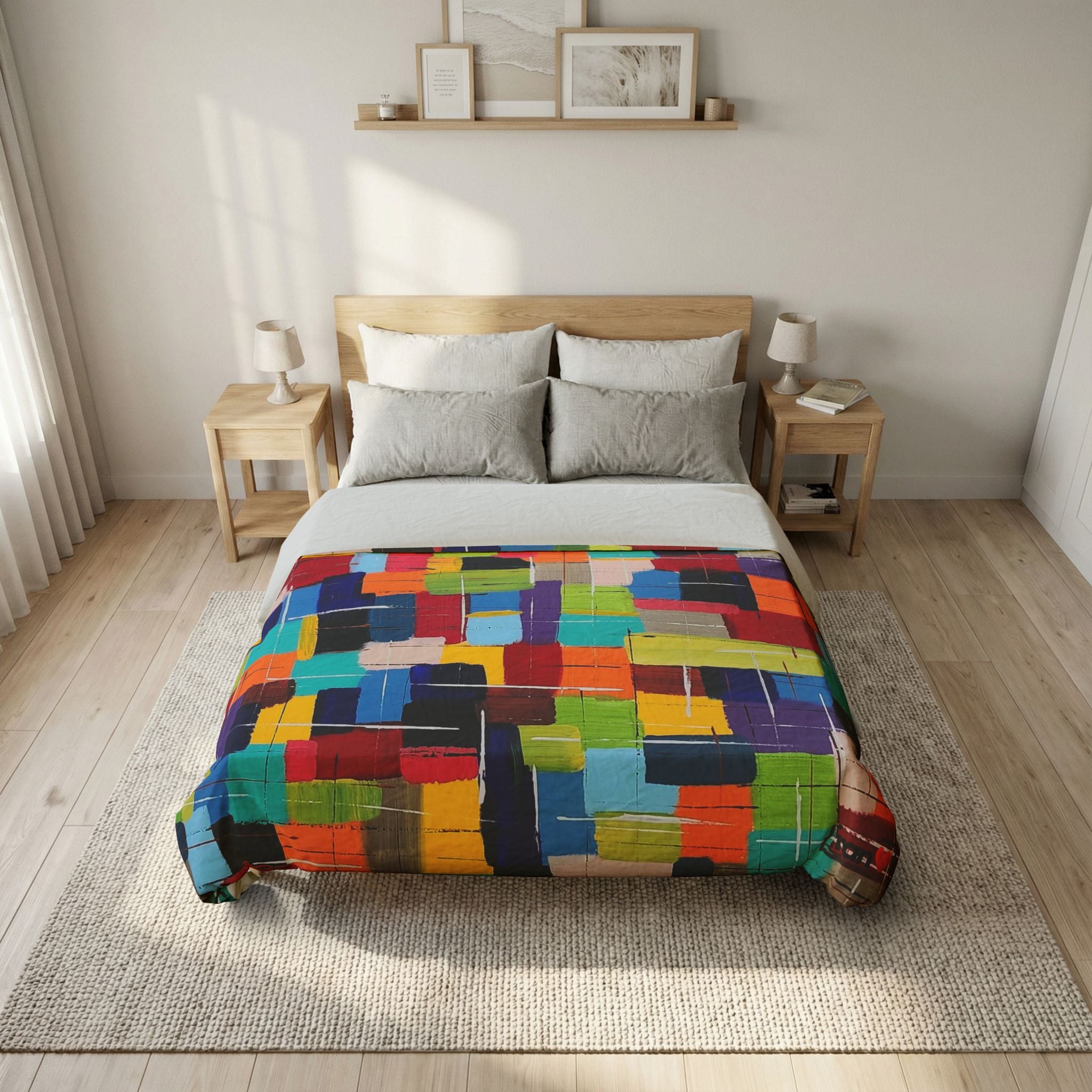 Colorblock Abstract Cotton Duvet Cover — Bright Geometric Bedroom Bedding