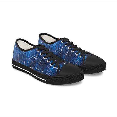 Baskets basses satinées pour femme de L'artiste peintre Marc Francoeur de l'œuvre Nuit Étoilé. Chaussures décontractées stylées  Chaussures confortables pour le quotidien  Baskets tendance pour femme...