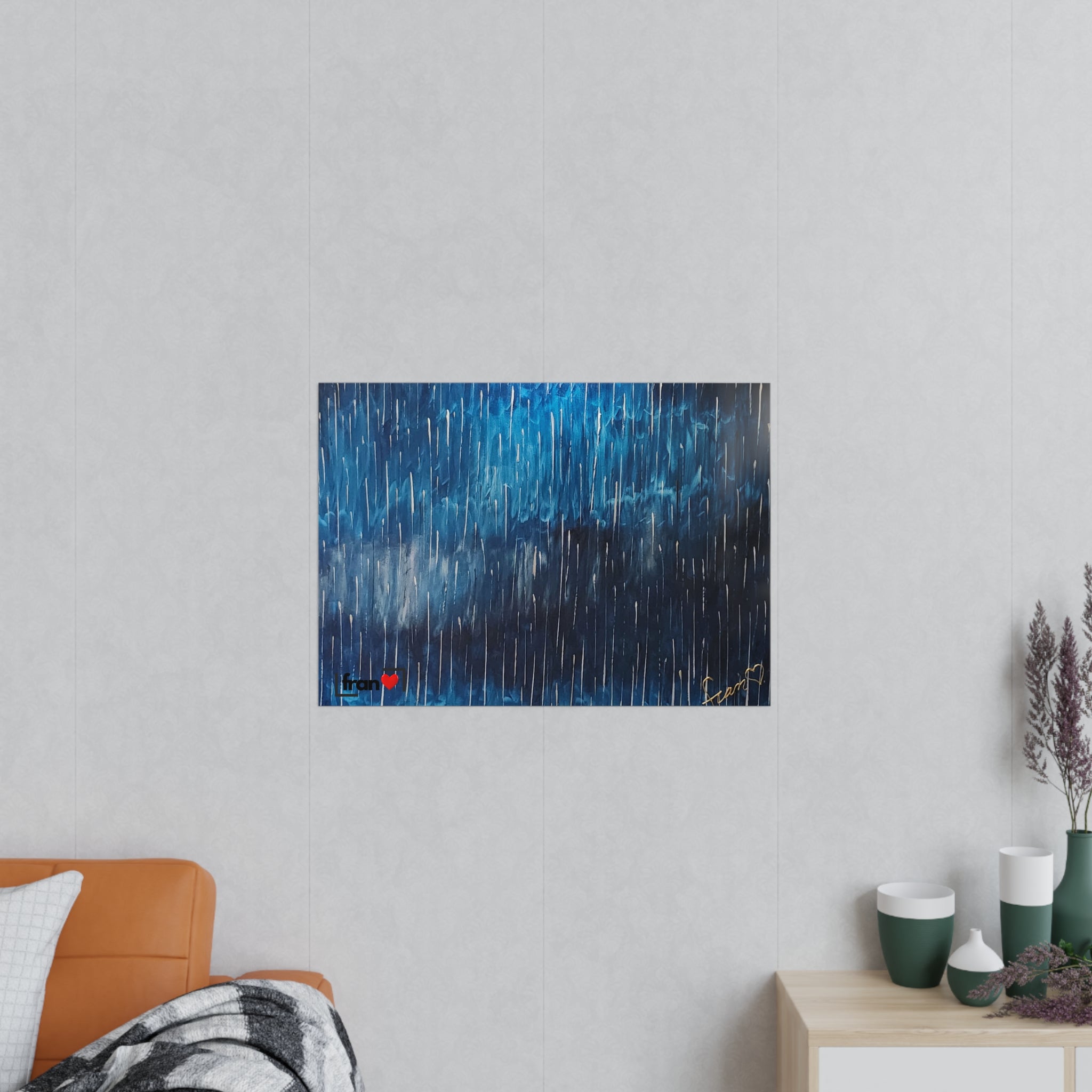 Photopaper Poster — Blue Rain Abstract Wall Art