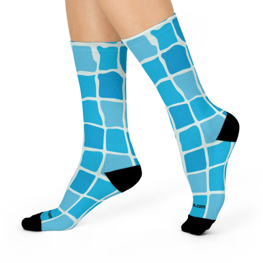 Chaussettes rembourrées à motif quadrillé bleu piscine Confort stylé  Cadeau pour elle  Vêtement douillet au quotidien  Accessoire de mode unique