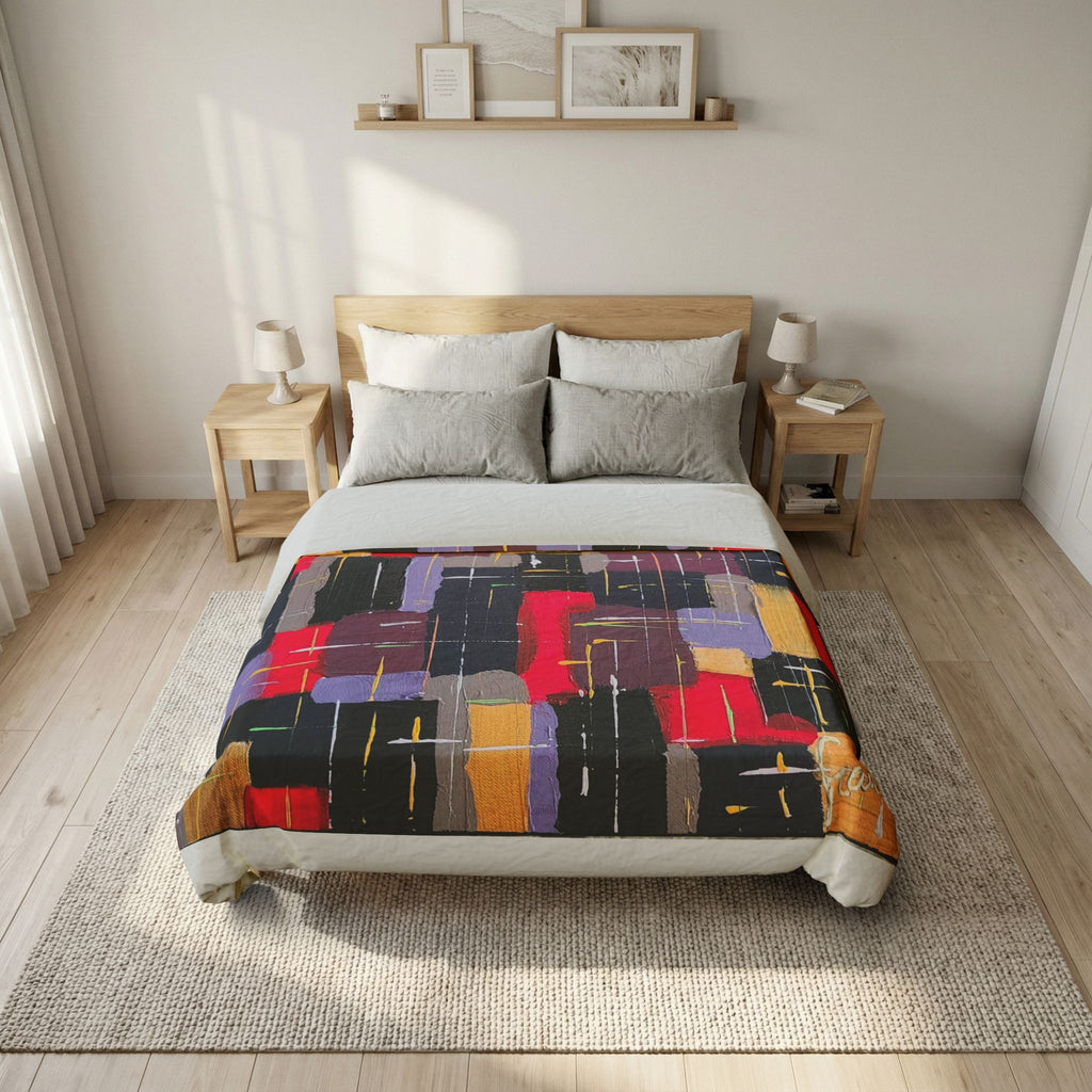 Abstract Color Block Duvet Cover — Modern Geometric Cotton Bedding