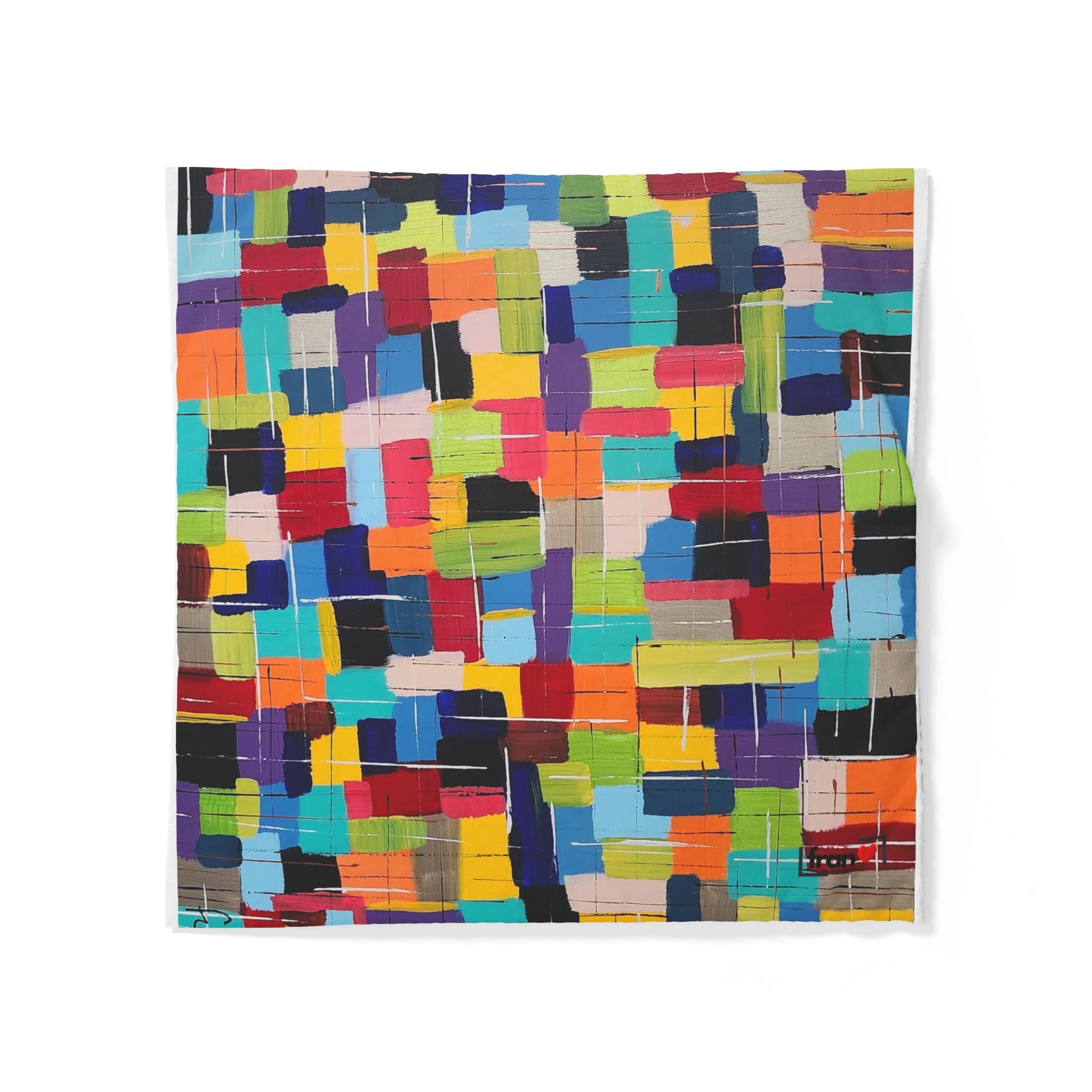 Colorblock Abstract Cotton Duvet Cover — Bright Geometric Bedroom Bedding