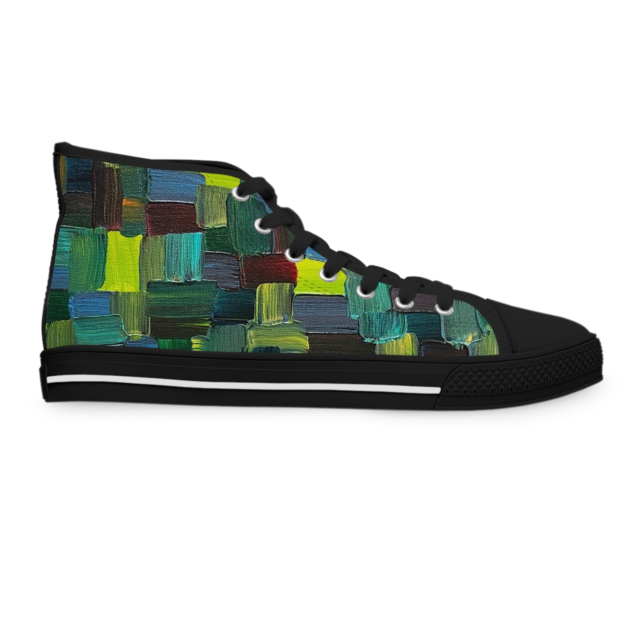 Baskets montantes pour femme à motif de L'oeuvre vert l'avenir de l'artiste peintre Marc Francoeur Style de tous les jours