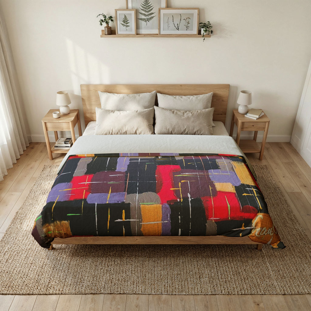 Abstract Color Block Duvet Cover — Modern Geometric Cotton Bedding