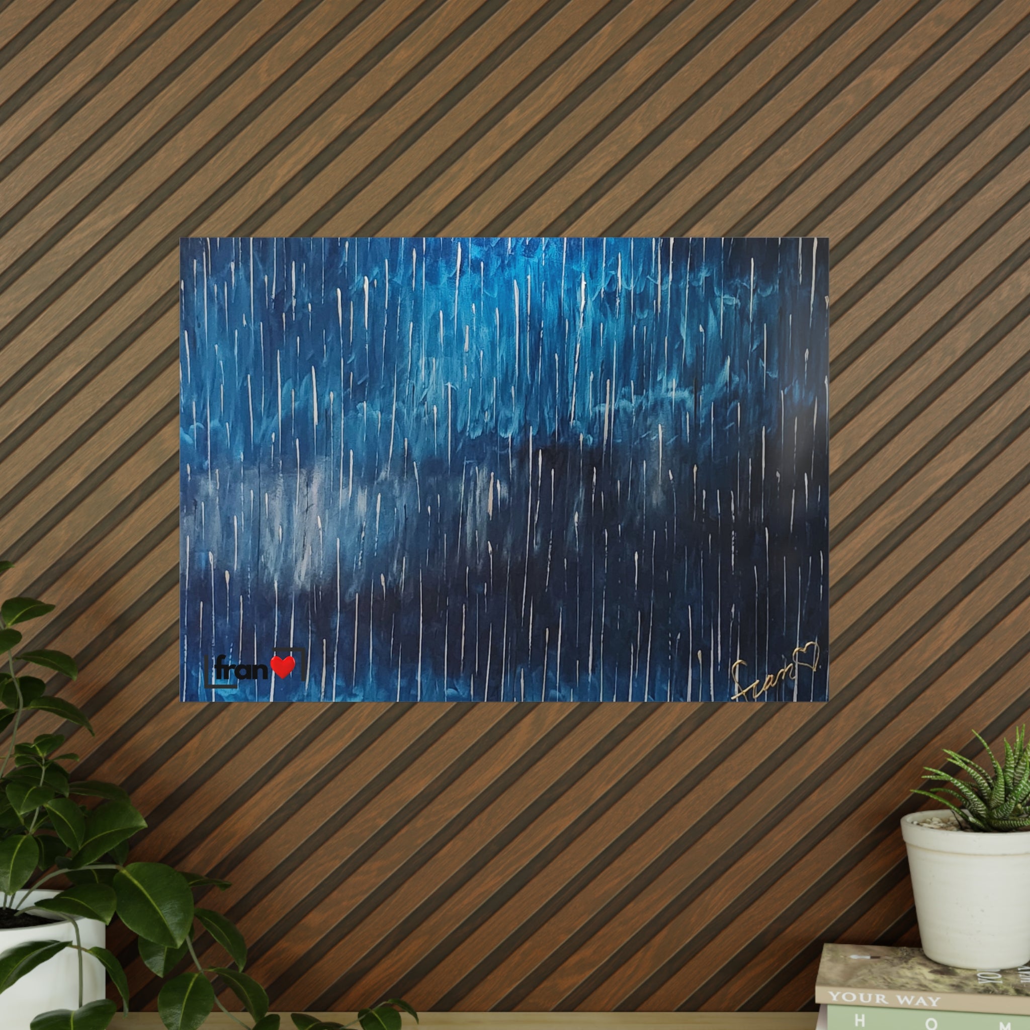 Photopaper Poster — Blue Rain Abstract Wall Art