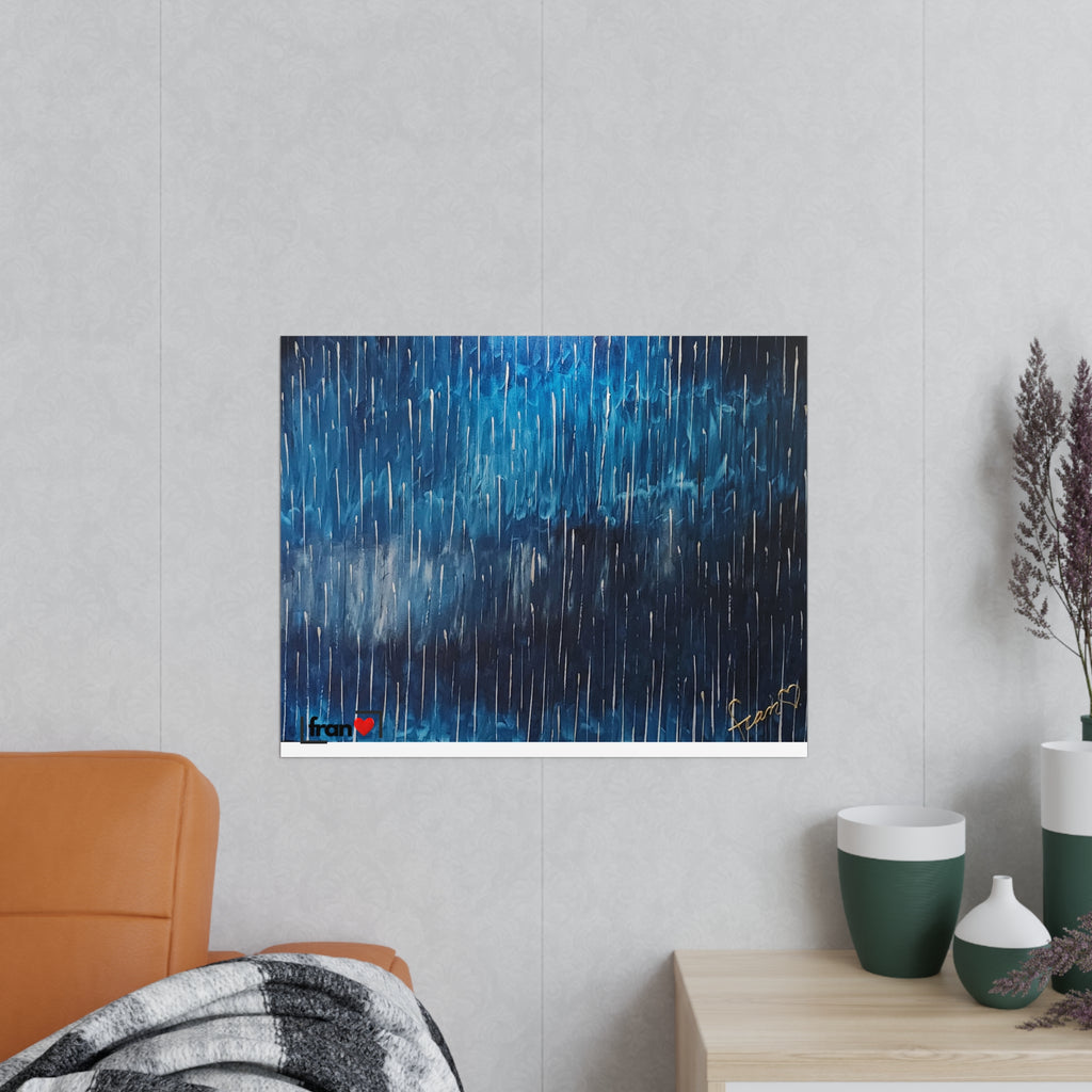 Photopaper Poster — Blue Rain Abstract Wall Art