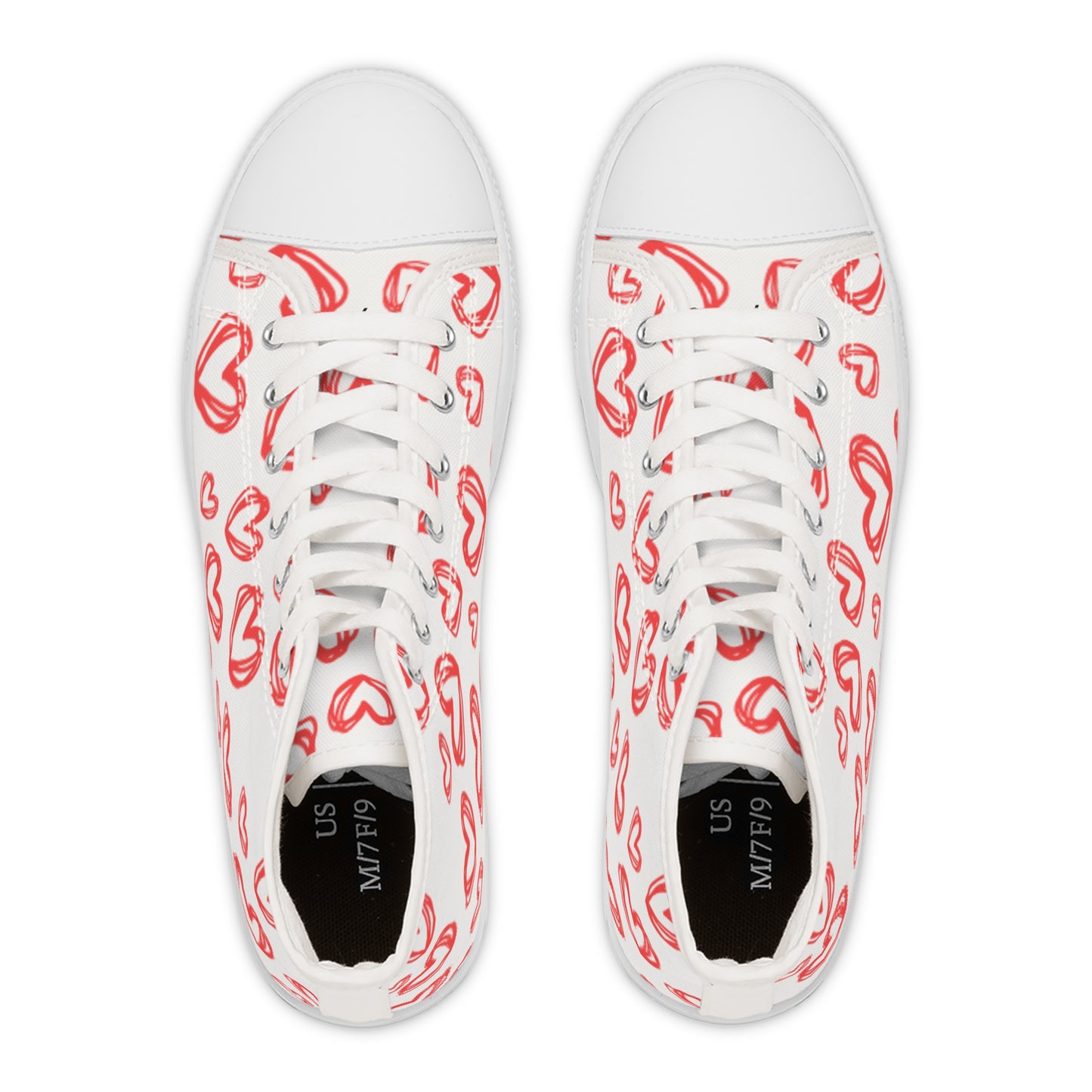 Baskets montantes pour femme à motif de cœurs Chaussures décontractées et tendance  Parfaites pour la Saint-Valentin  Style de tous les jours  Cadeaux pour elle