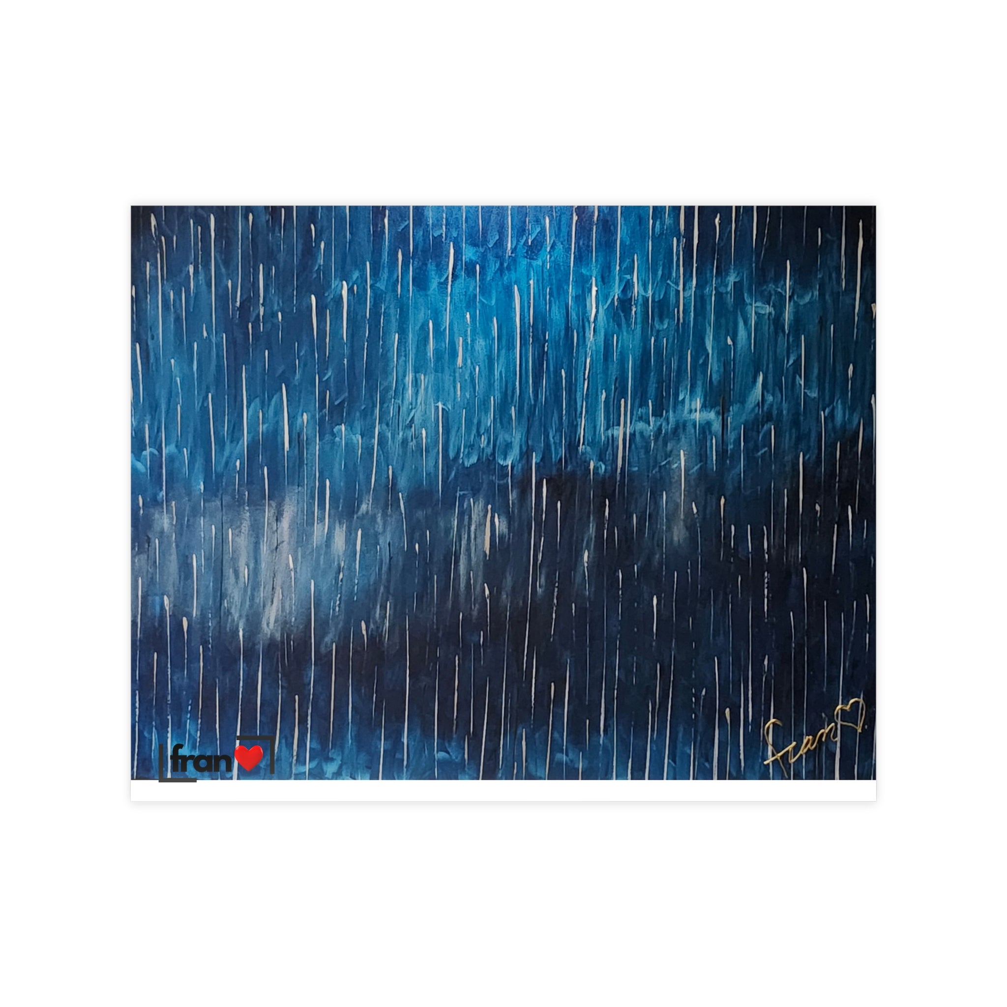 Photopaper Poster — Blue Rain Abstract Wall Art