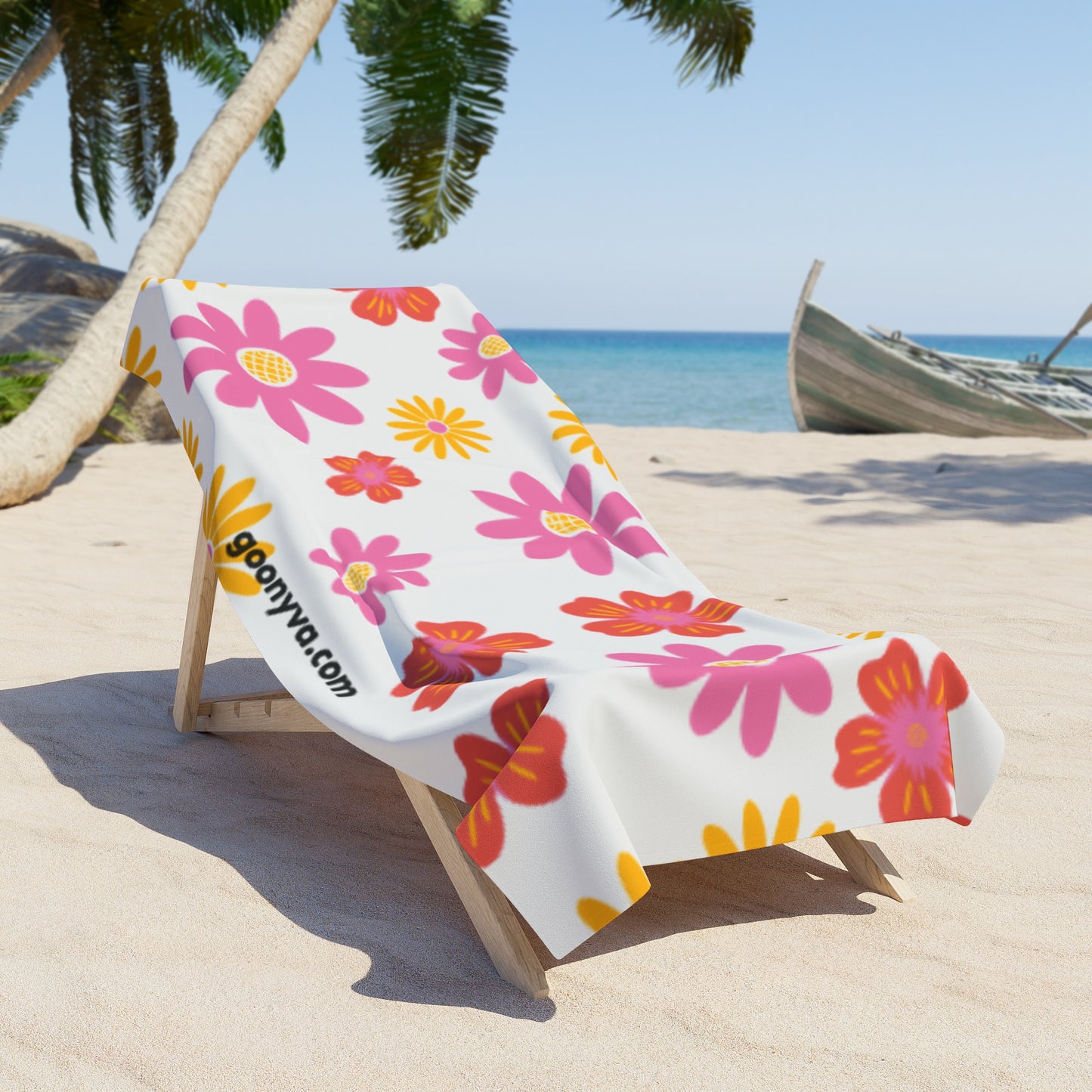 Serviette de plage florale éclatante Essentiel de l'été  Serviette à imprimé floral  Accessoire de piscine  Cadeau pour garden-party  Le bonheur des amoureux de la plage