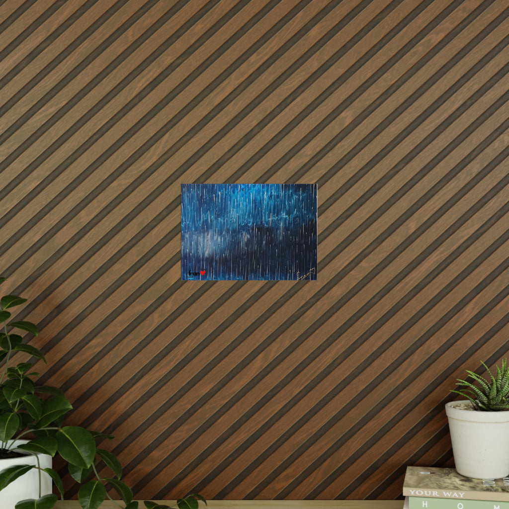Photopaper Poster — Blue Rain Abstract Wall Art