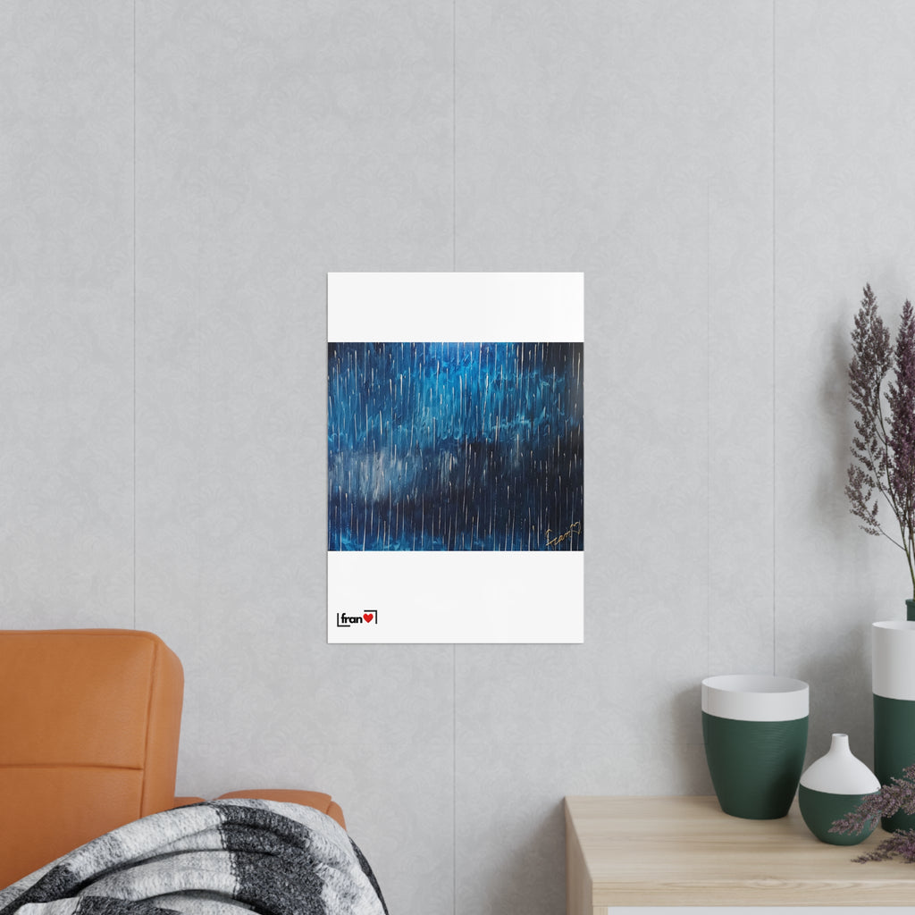 Photopaper Poster — Blue Rain Abstract Wall Art
