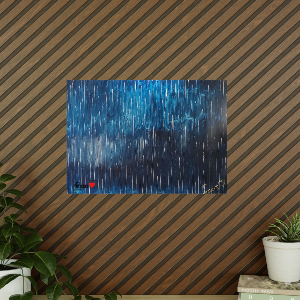 Photopaper Poster — Blue Rain Abstract Wall Art