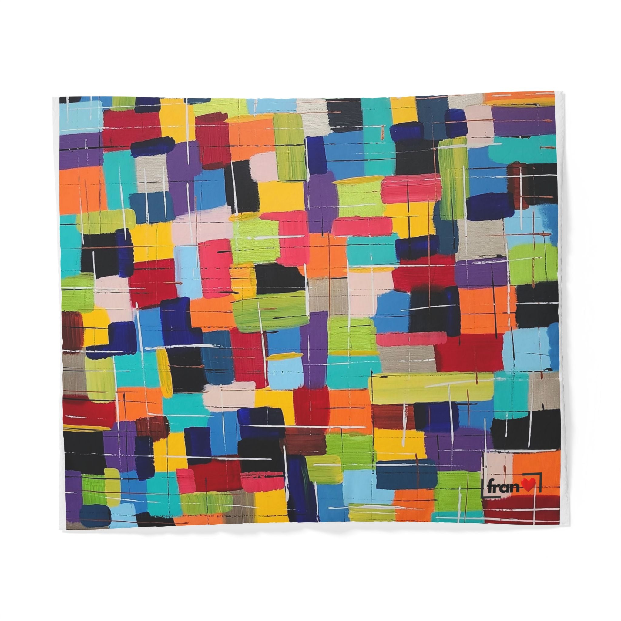 Colorblock Abstract Cotton Duvet Cover — Bright Geometric Bedroom Bedding