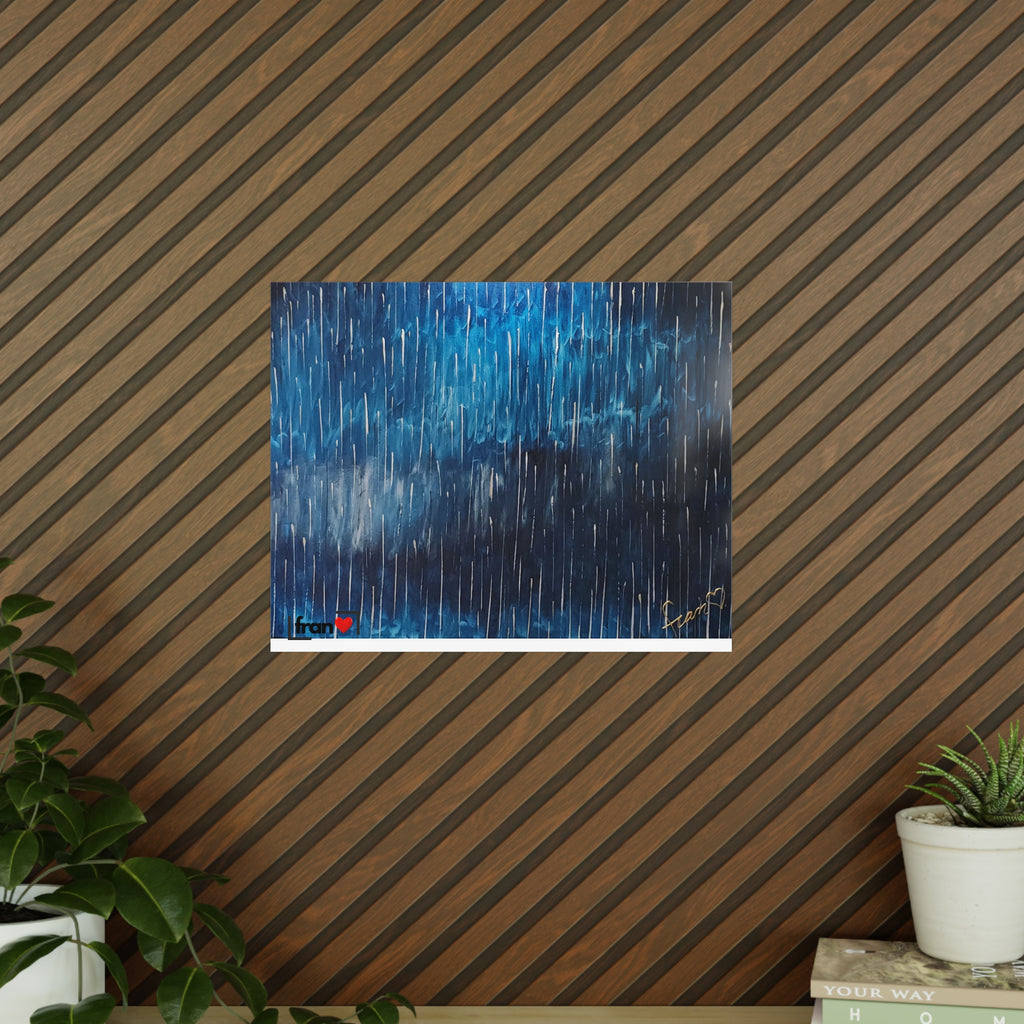 Photopaper Poster — Blue Rain Abstract Wall Art