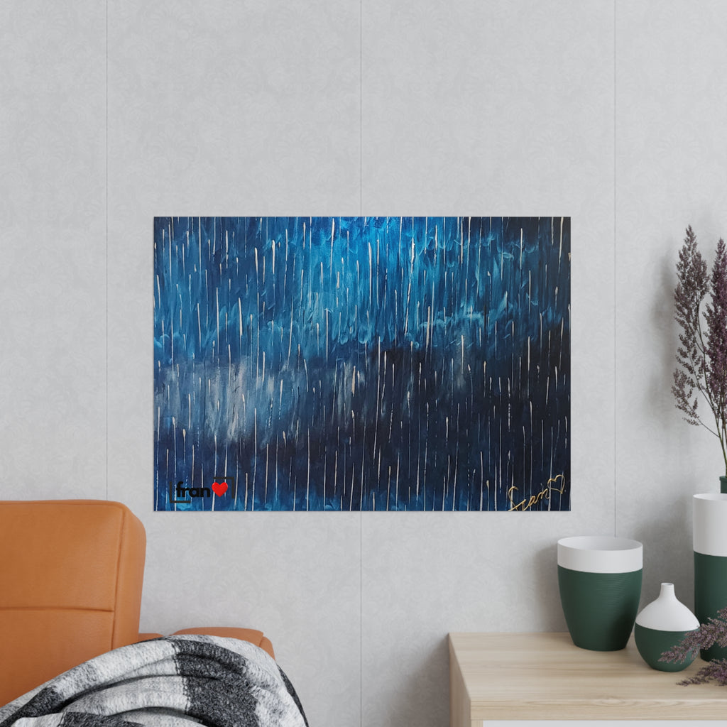 Photopaper Poster — Blue Rain Abstract Wall Art