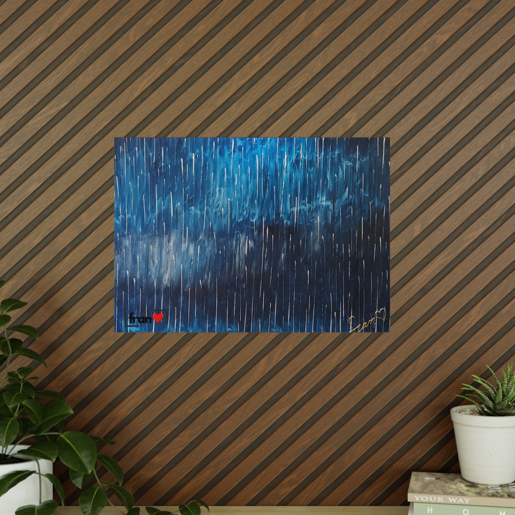 Photopaper Poster — Blue Rain Abstract Wall Art
