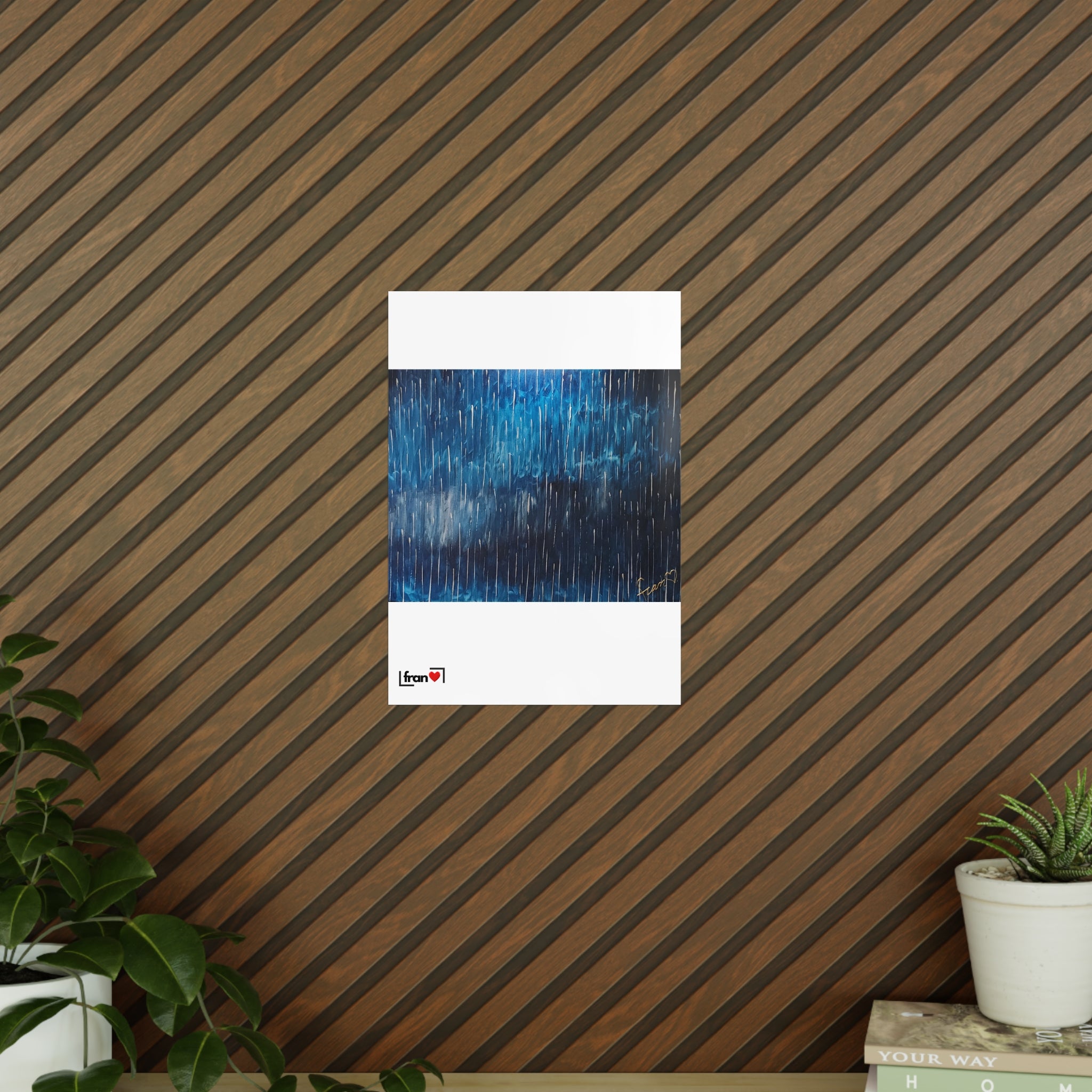 Photopaper Poster — Blue Rain Abstract Wall Art