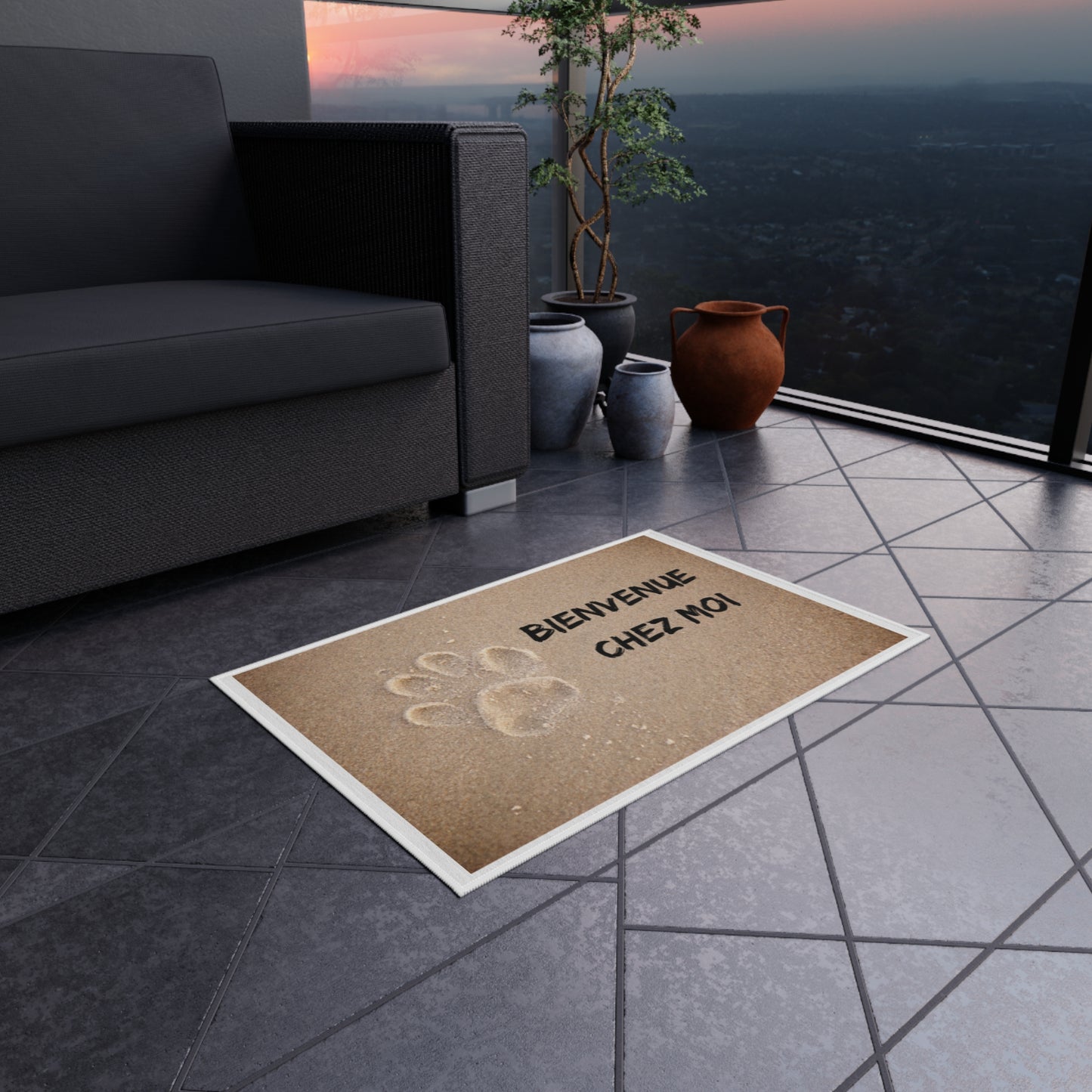 Paillasson d'Extérieur "Bienvenue Patte" – Le Tapis Idéal pour Nos Amis à Quatre Pattes. Décoration de Porche Tendance, Parfait Cadeau pour les Amoureux des Chiens.