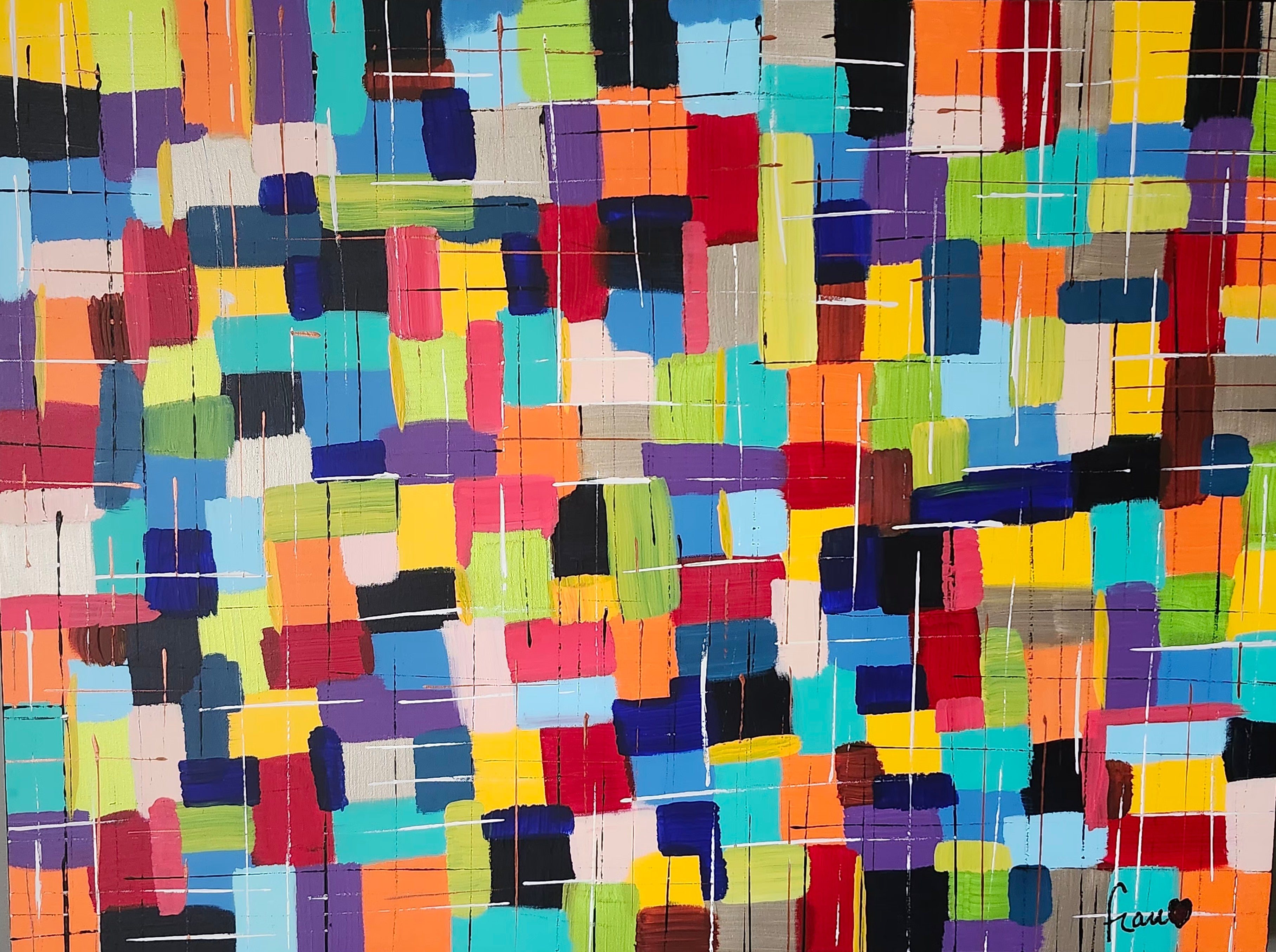 toile de l'artiste peintre Marc Francoeur ayant comme nom Chaos Urbain